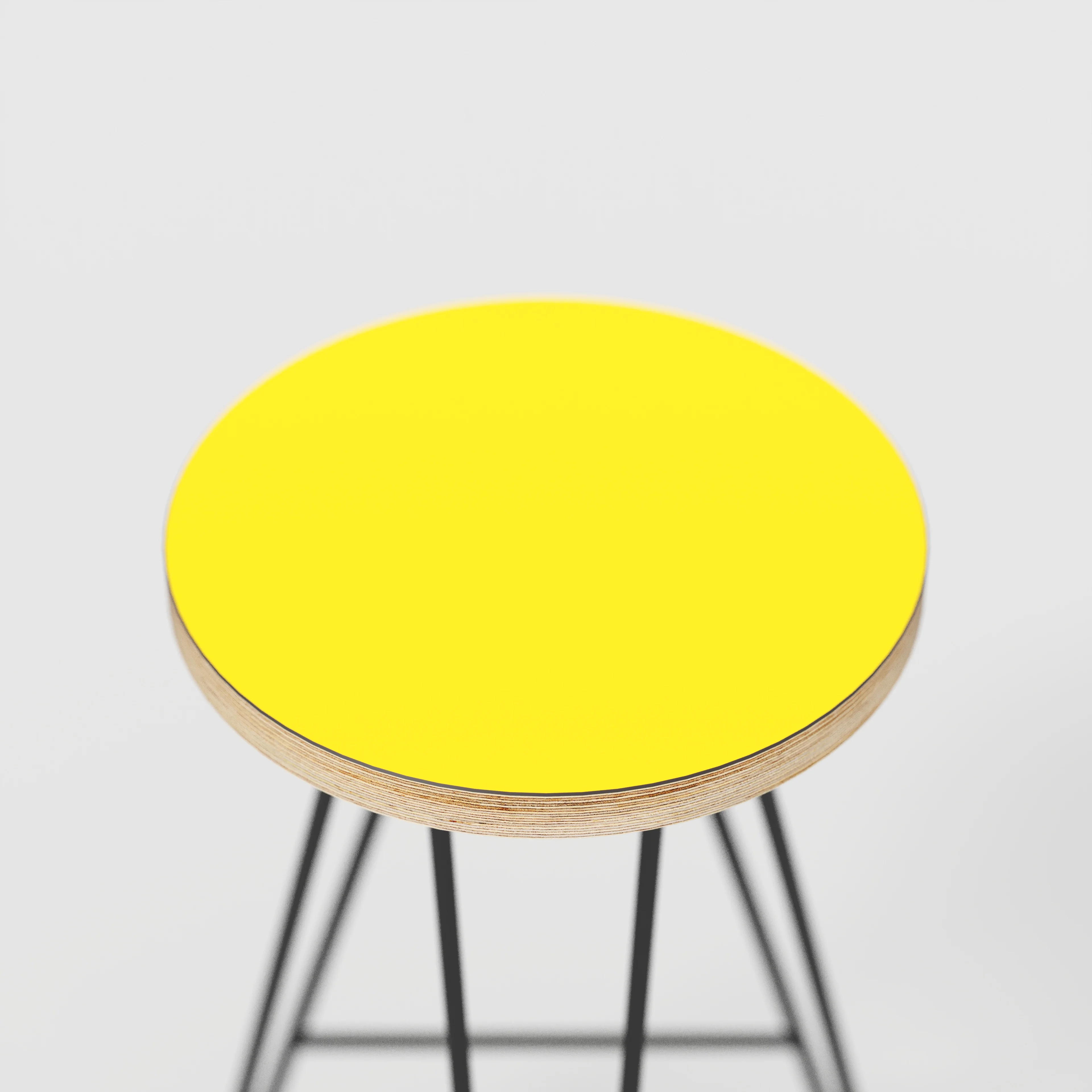 Plywood Bar Stool with Black Hairpin Base - Formica Chrome Yellow - Image 4