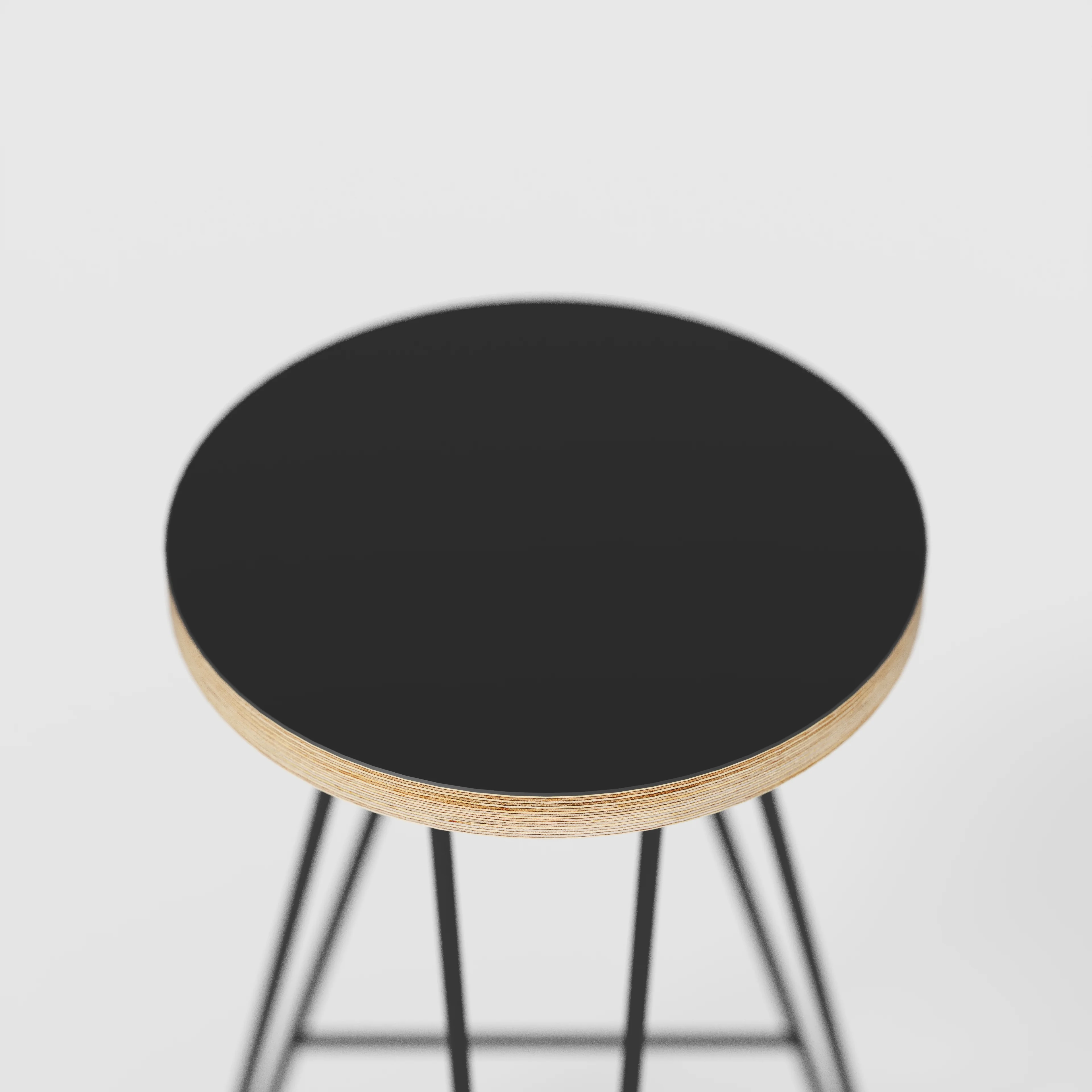 Plywood Bar Stool with Black Hairpin Base - Formica Diamond Black - Image 4
