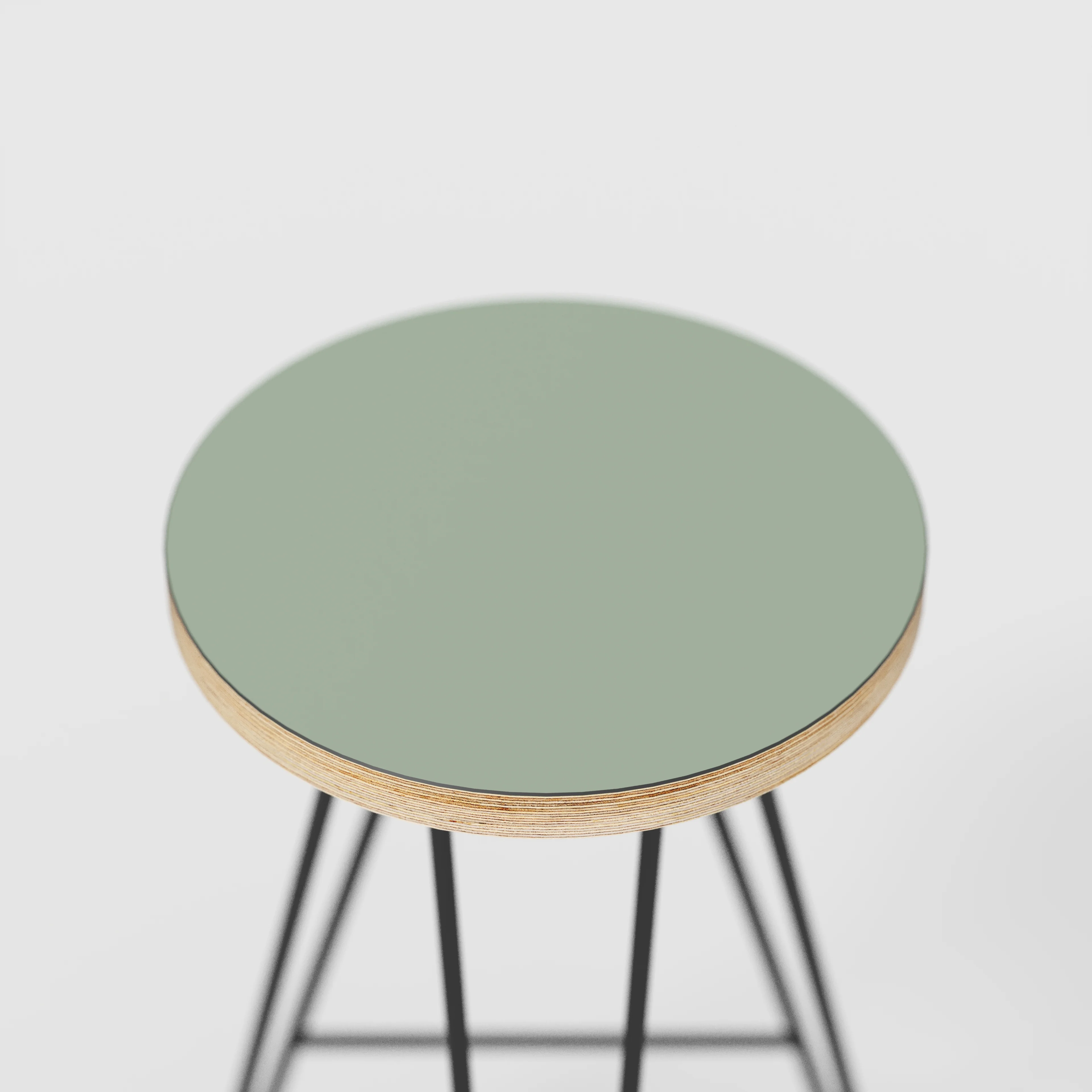 Plywood Bar Stool with Black Hairpin Base - Formica Green Slate - Image 4