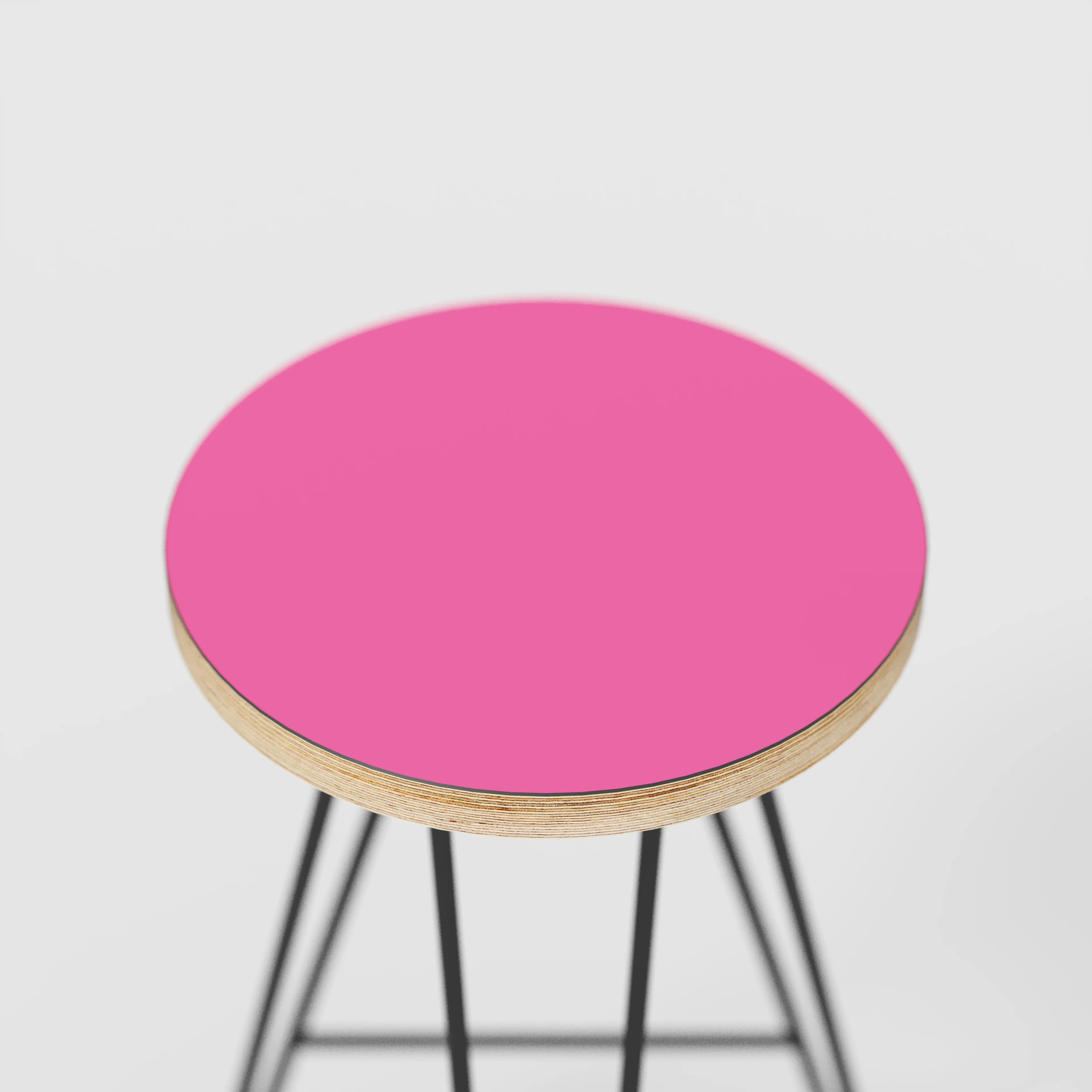 Plywood Bar Stool with Black Hairpin Base - Formica Juicy Pink - Image 4