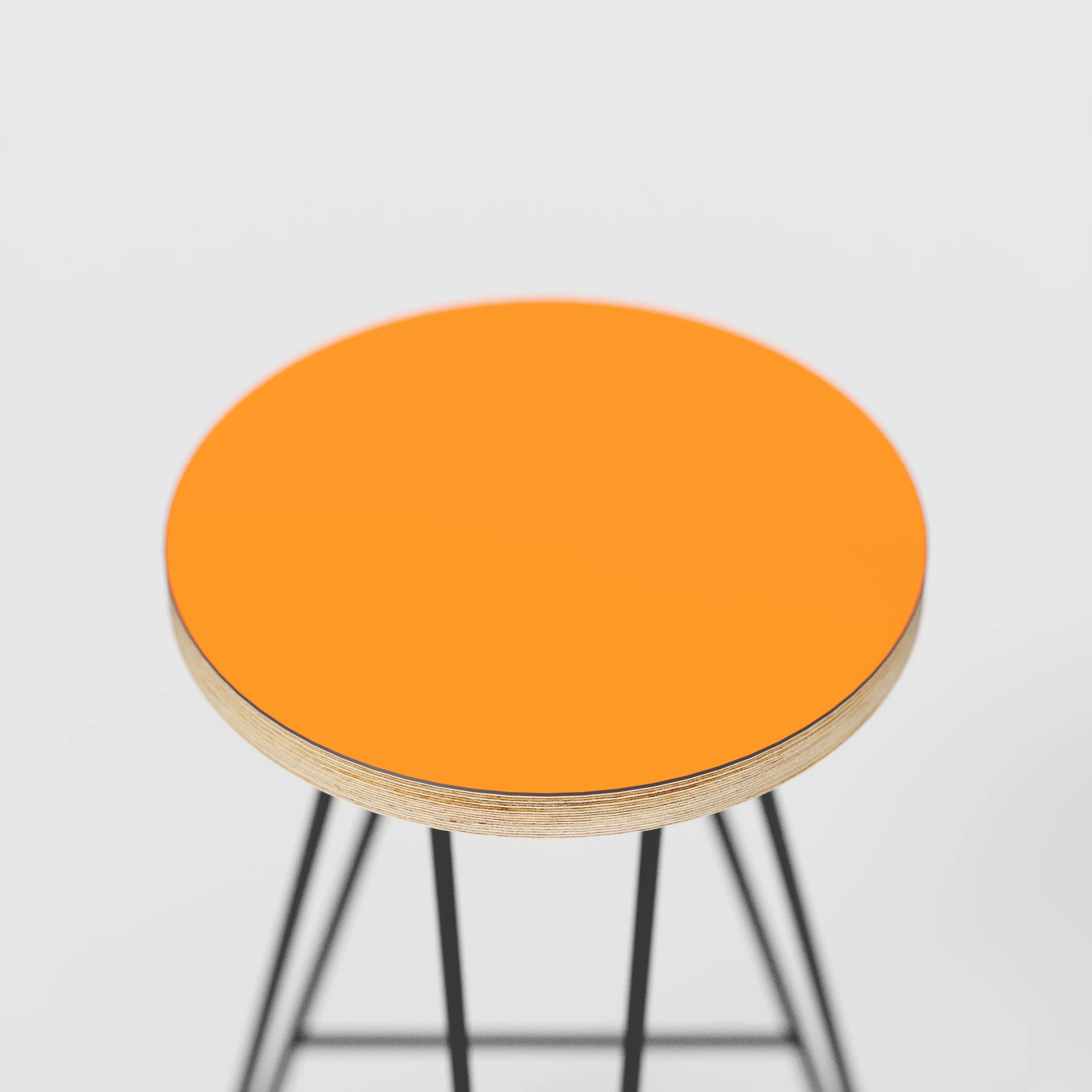 Plywood Bar Stool with Black Hairpin Base - Formica Levante Orange - Image 4