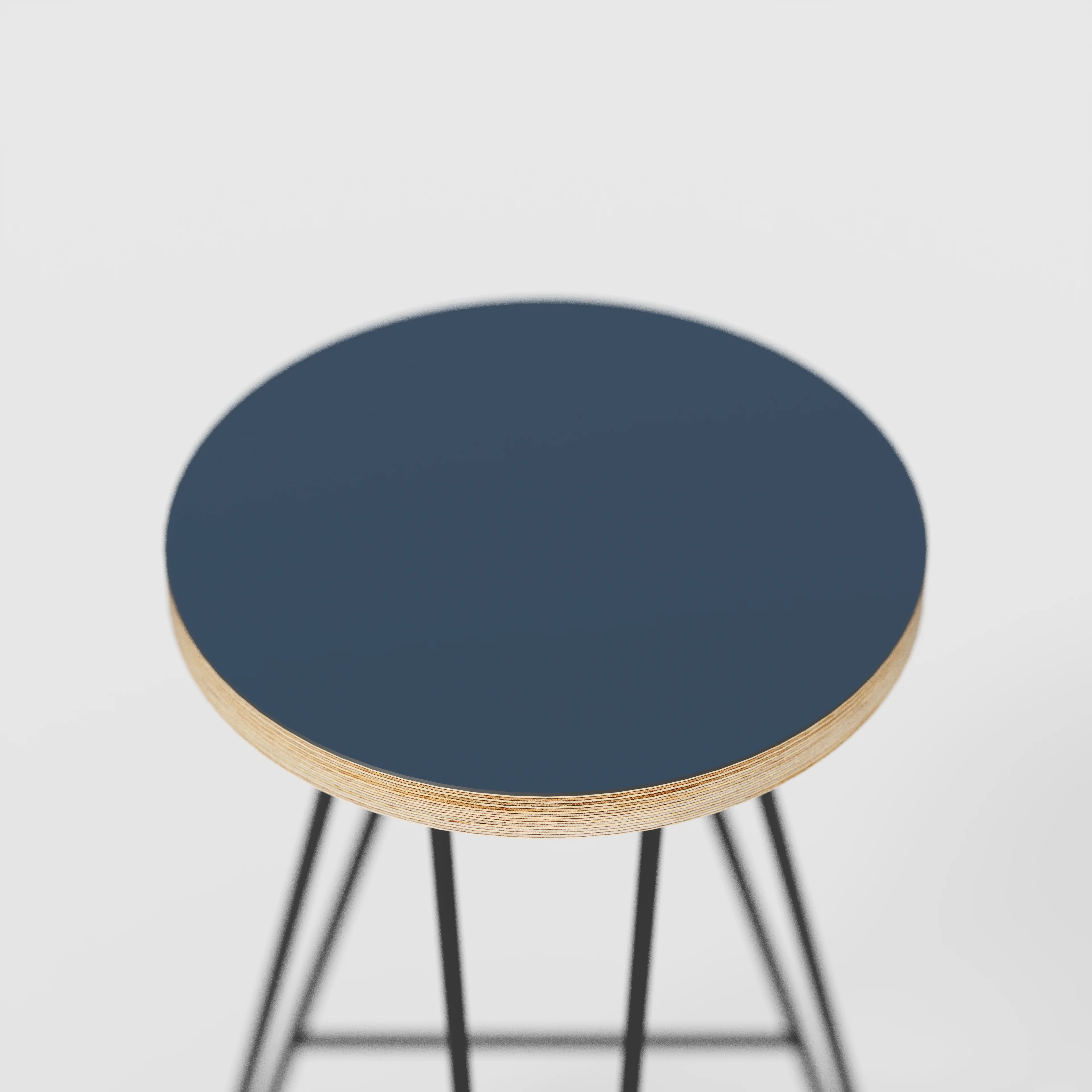 Plywood Bar Stool with Black Hairpin Base - Formica Night Sea Blue - Image 4