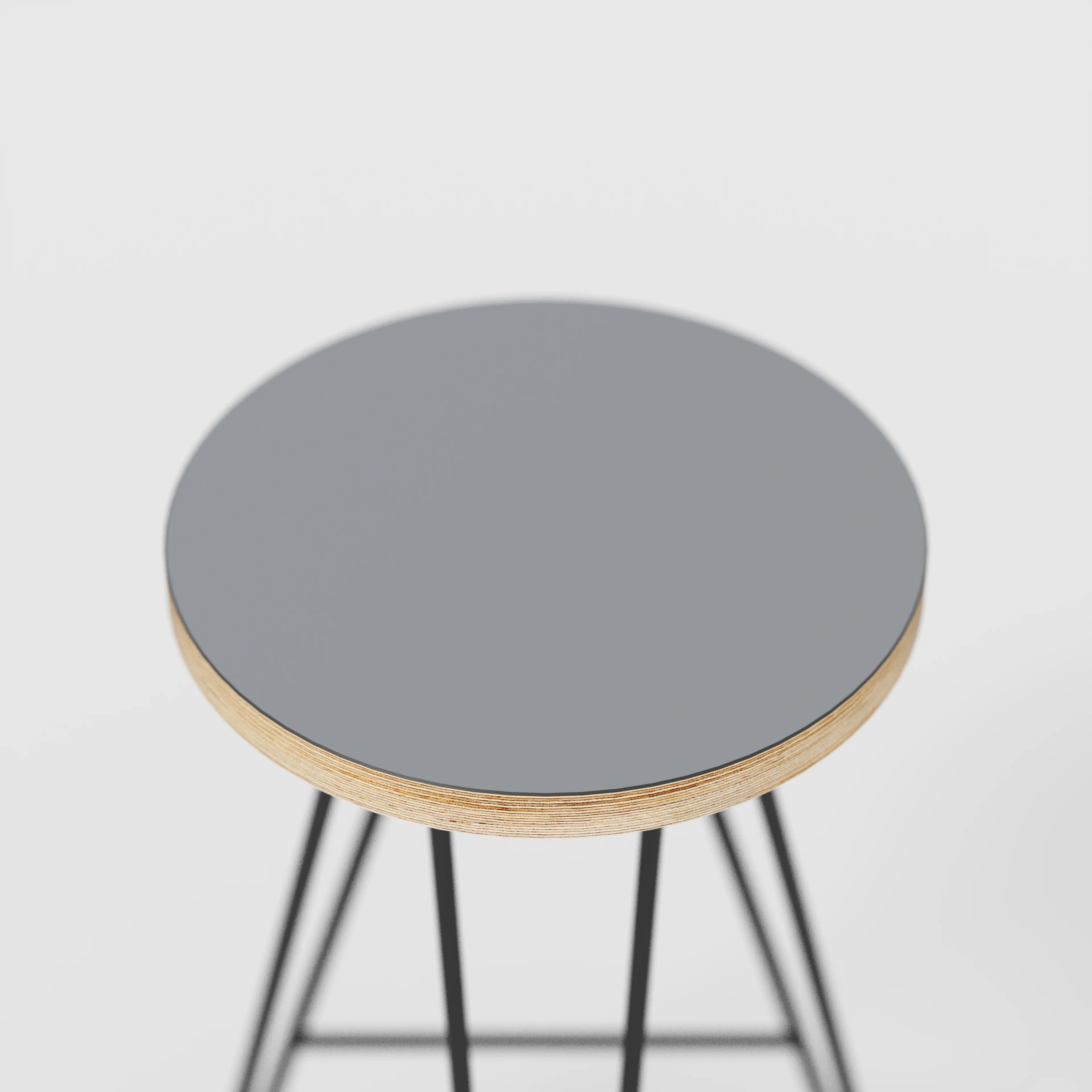 Plywood Bar Stool with Black Hairpin Base - Formica Tornado Grey - Image 4