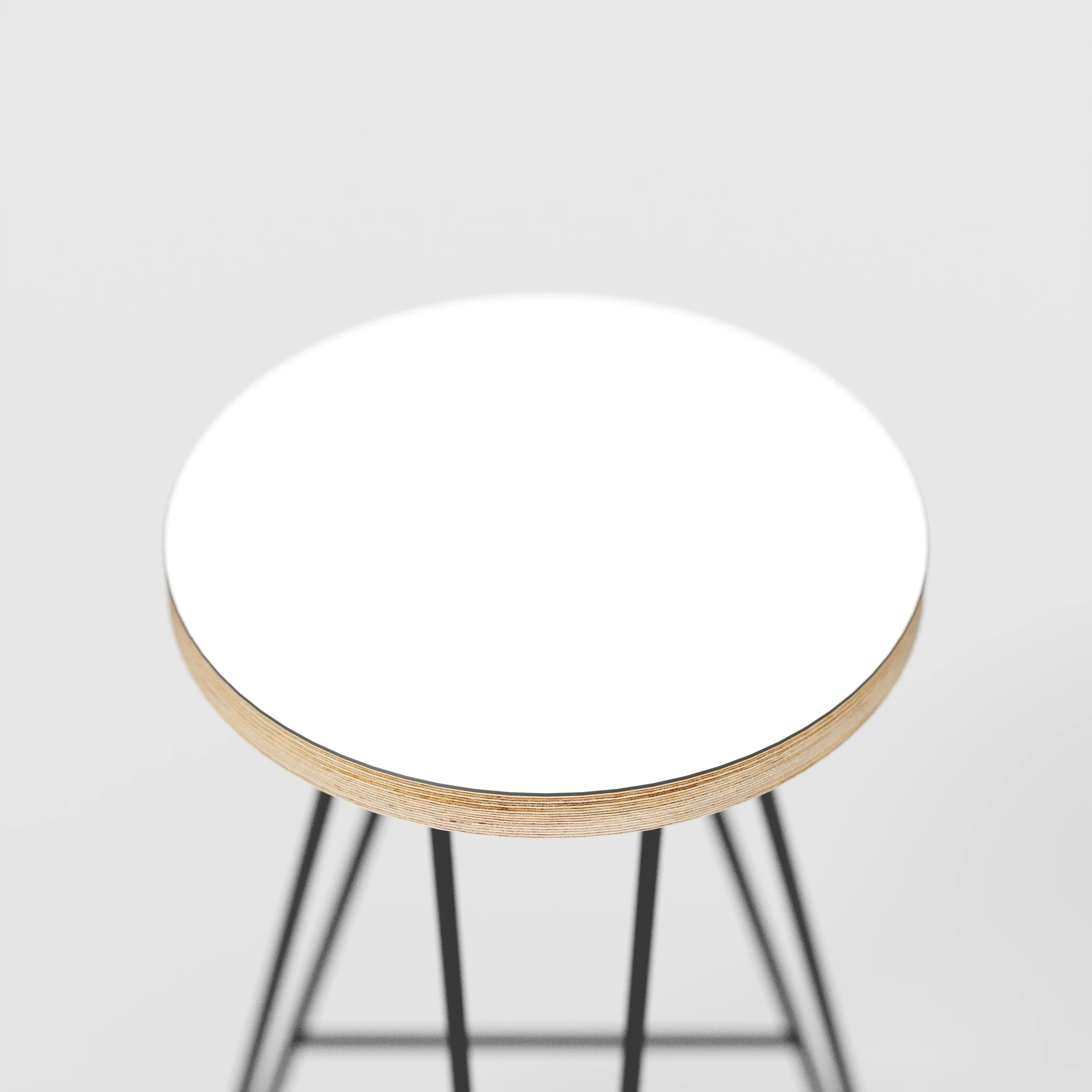 Plywood Bar Stool with Black Hairpin Base - Formica White - Image 4