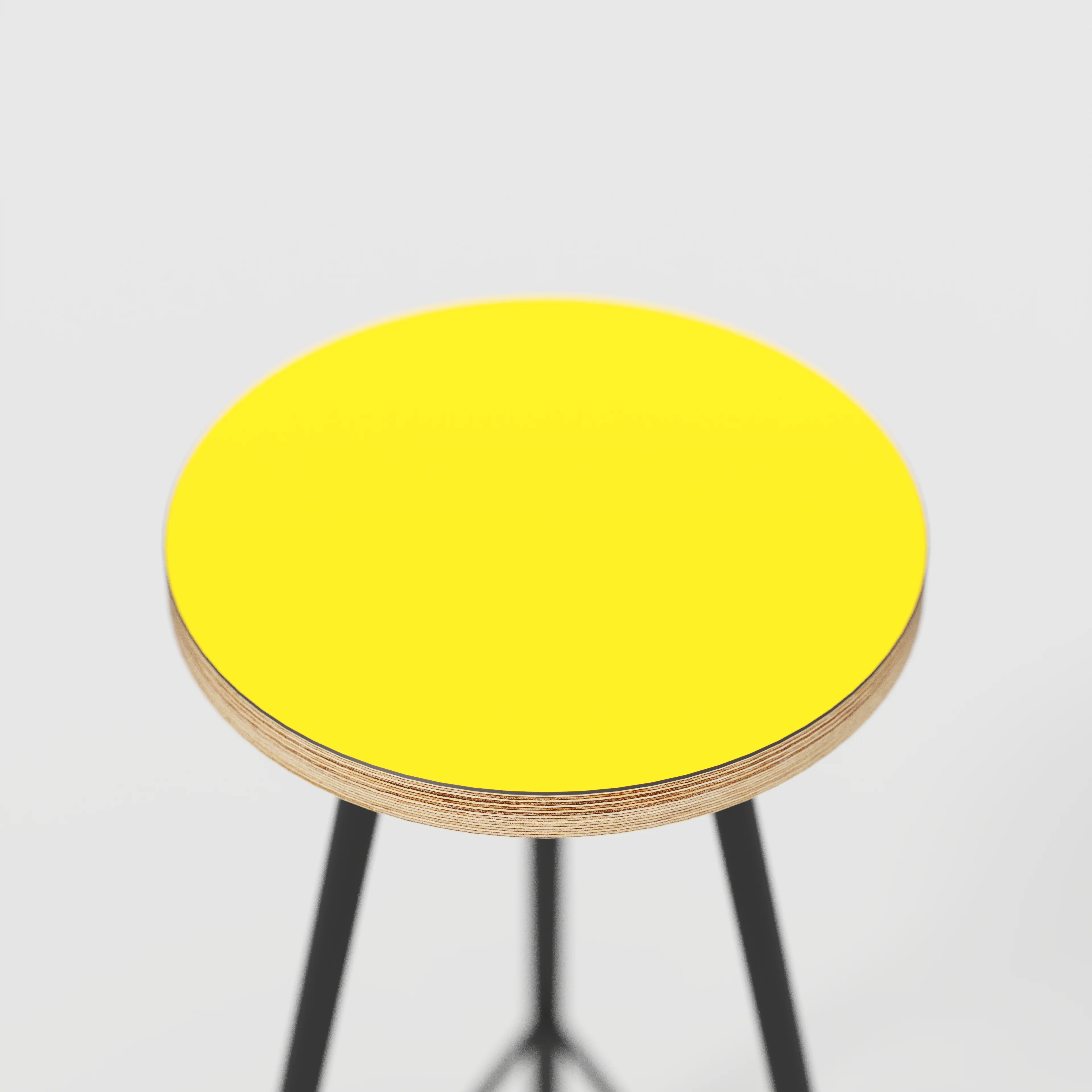Plywood Bar Stool with Black Nord Base - Formica Chrome Yellow - Image 4