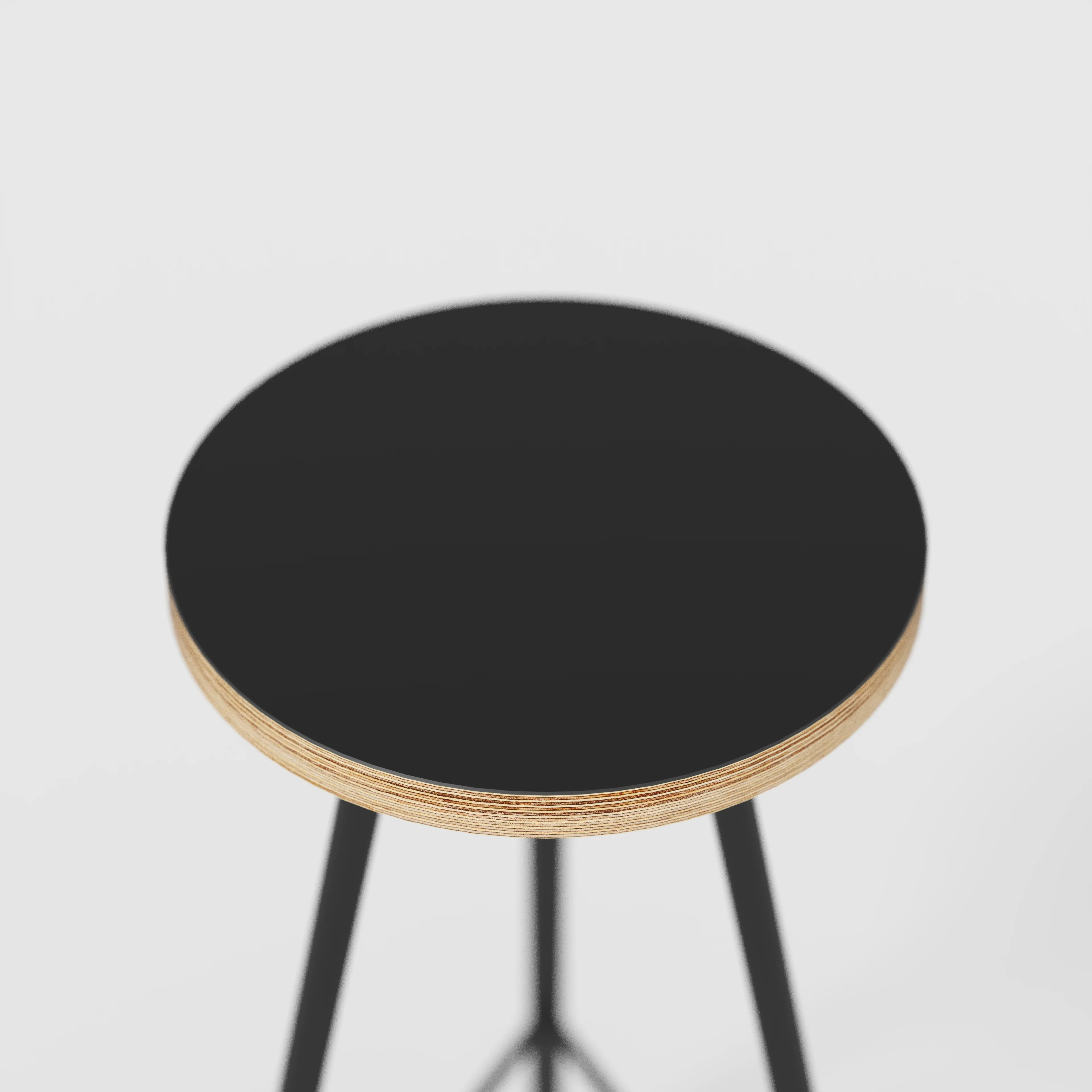 Plywood Bar Stool with Black Nord Base - Formica Diamond Black - Image 4