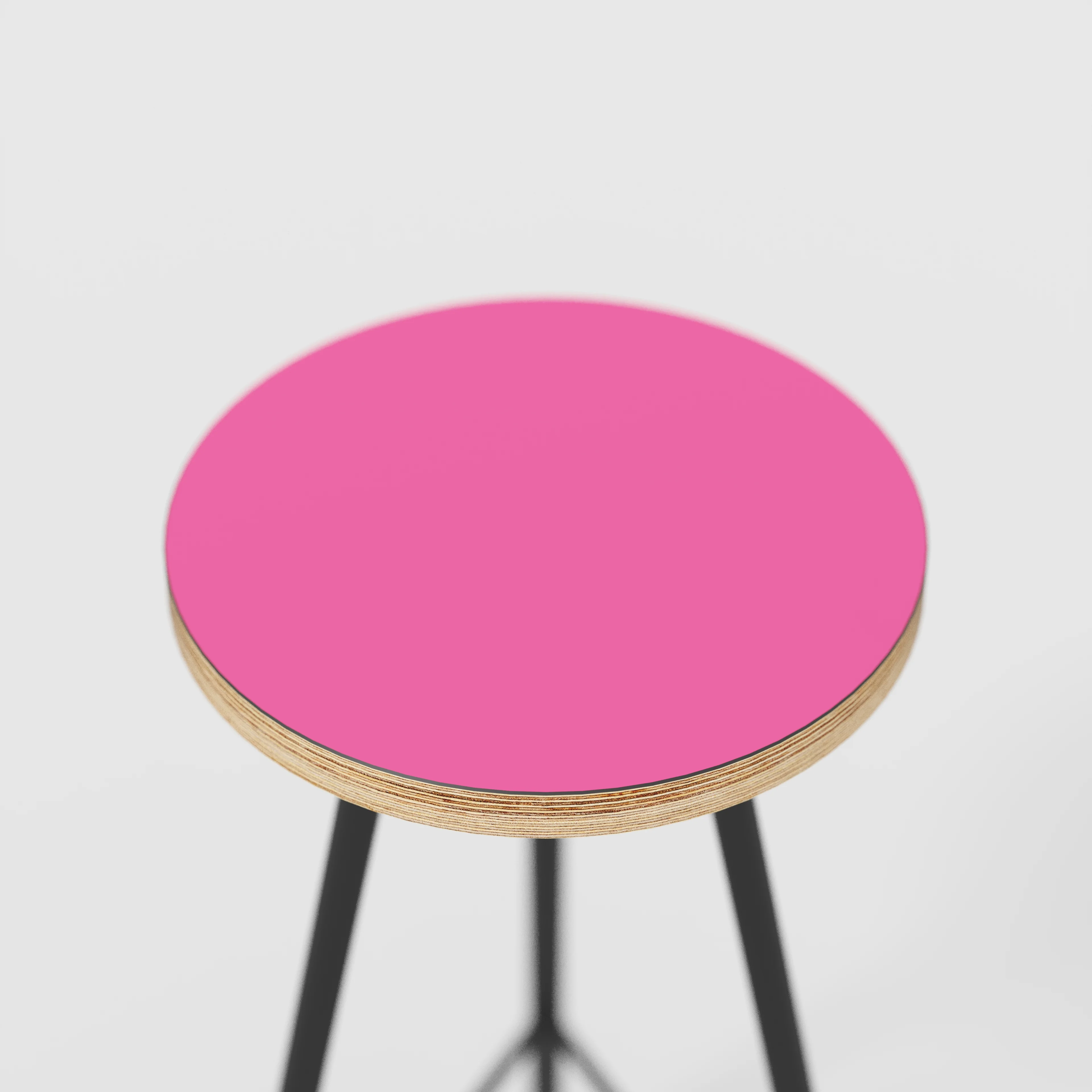 Plywood Bar Stool with Black Nord Base - Formica Juicy Pink - Image 4