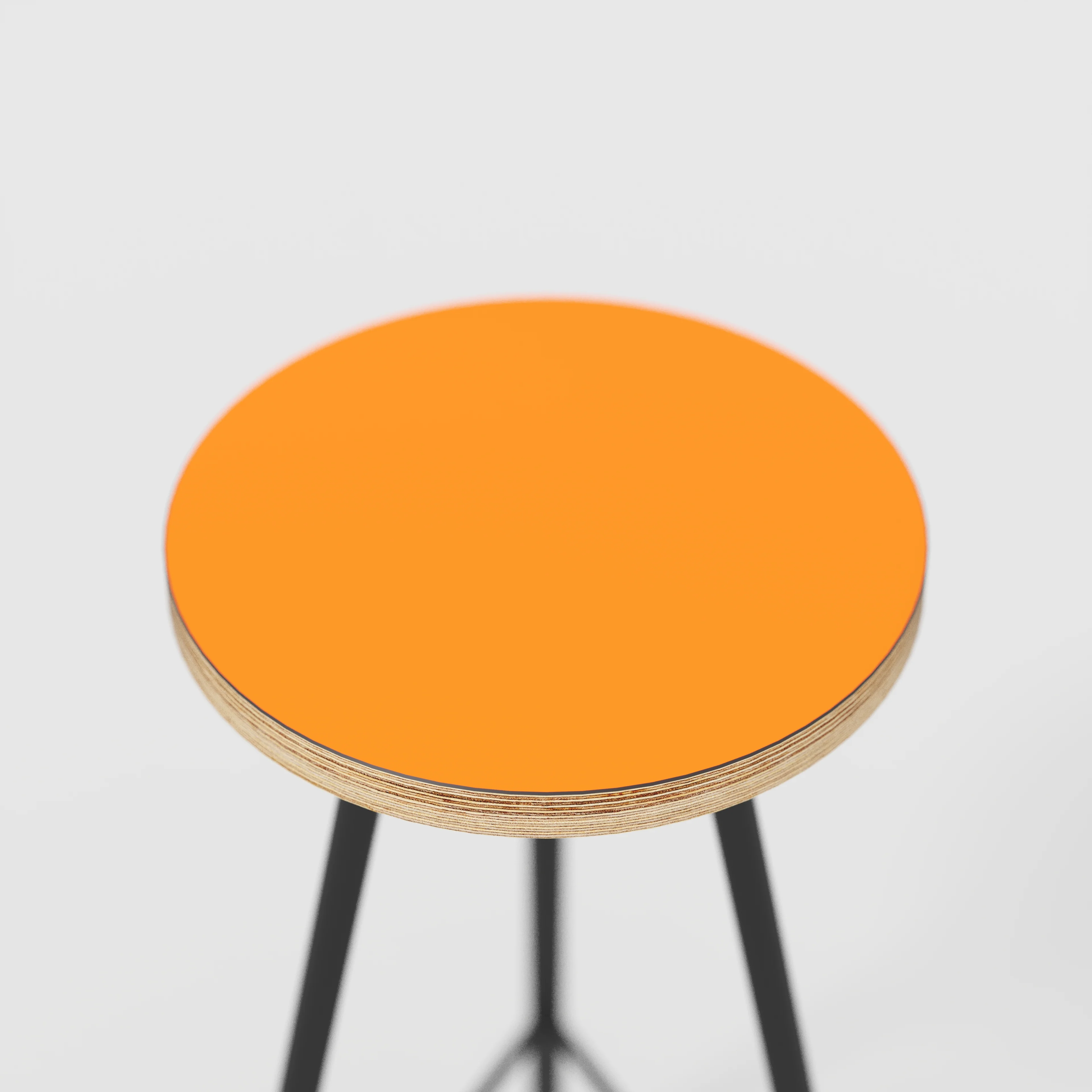 Plywood Bar Stool with Black Nord Base - Formica Levante Orange - Image 4