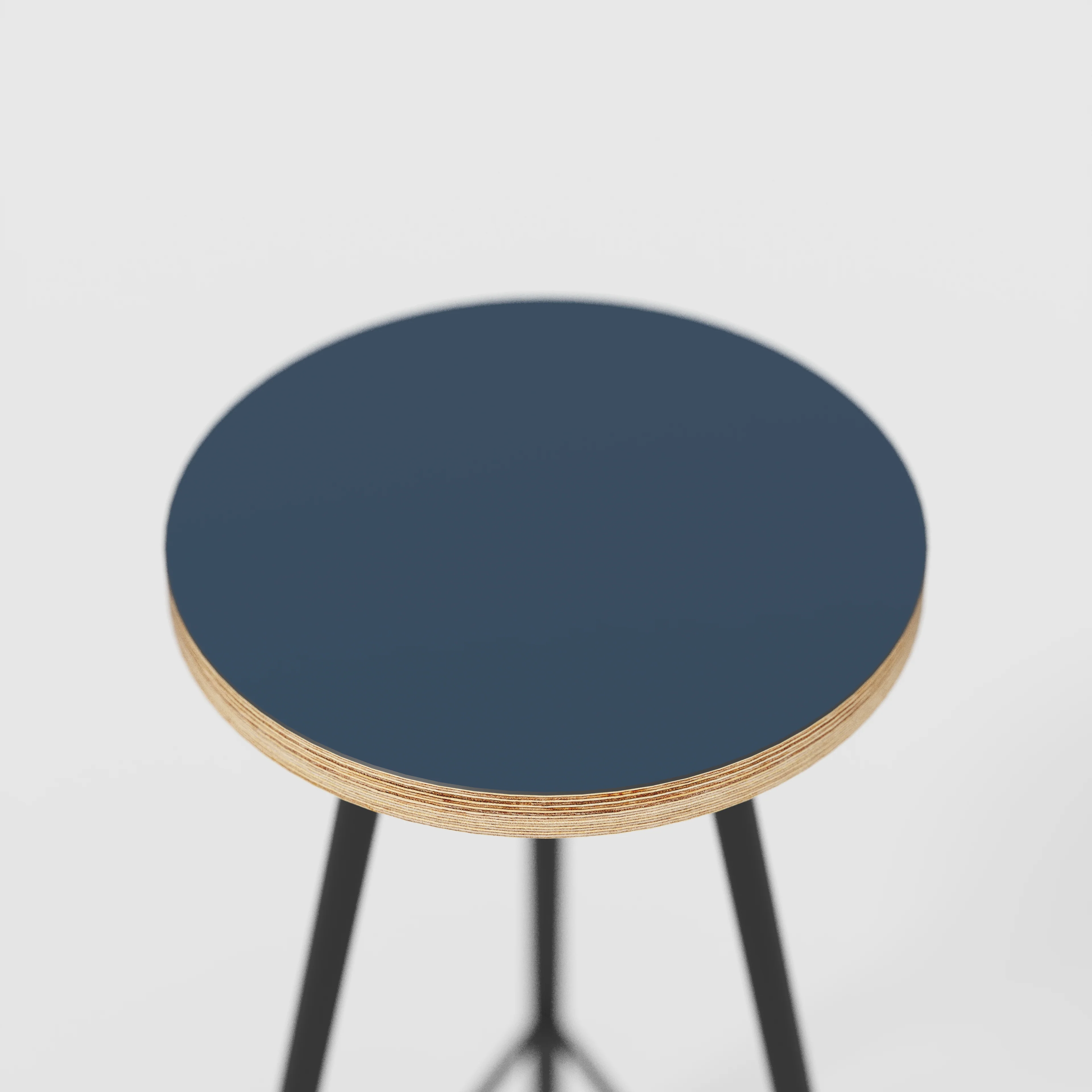 Plywood Bar Stool with Black Nord Base - Formica Night Sea Blue - Image 4