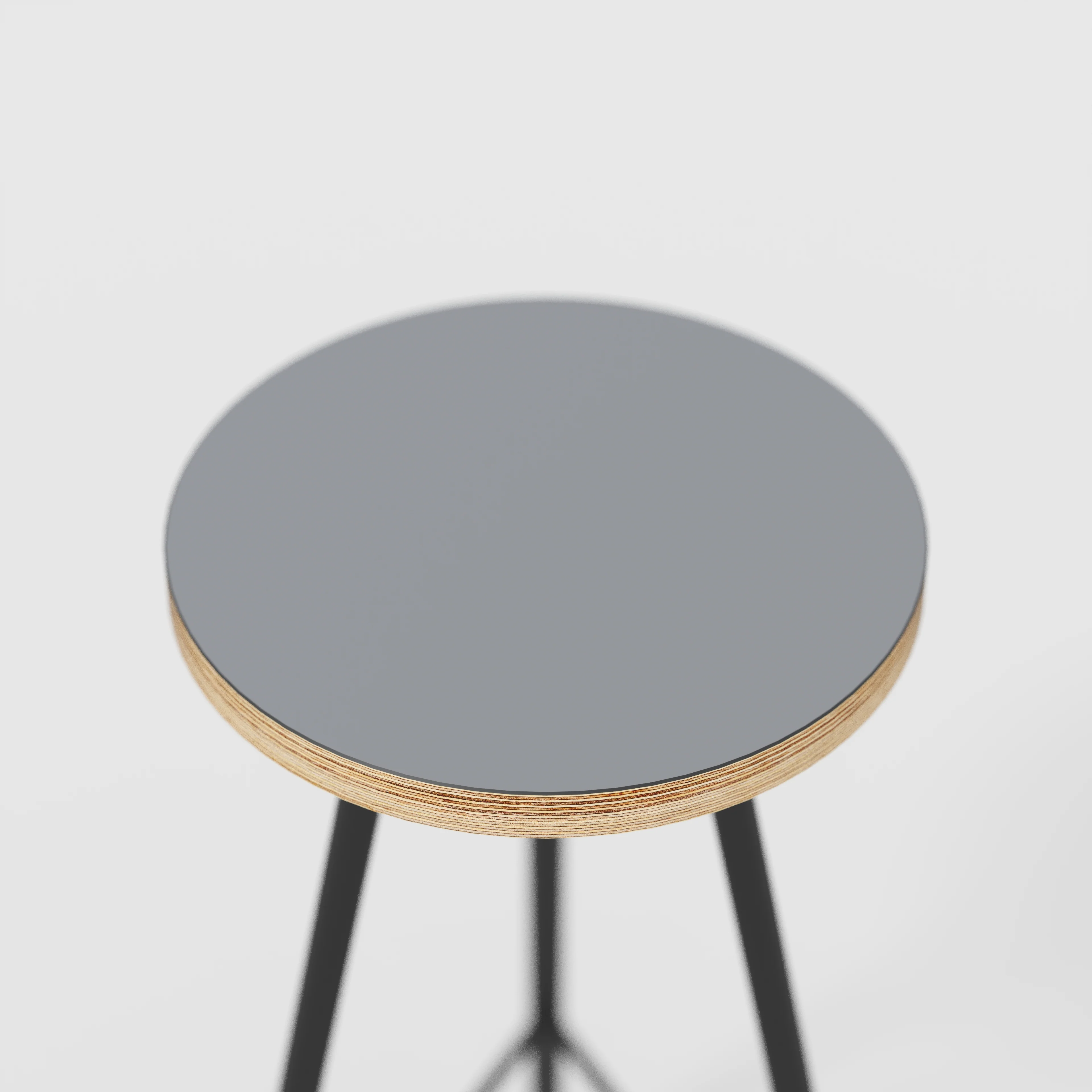 Plywood Bar Stool with Black Nord Base - Formica Tornado Grey - Image 4