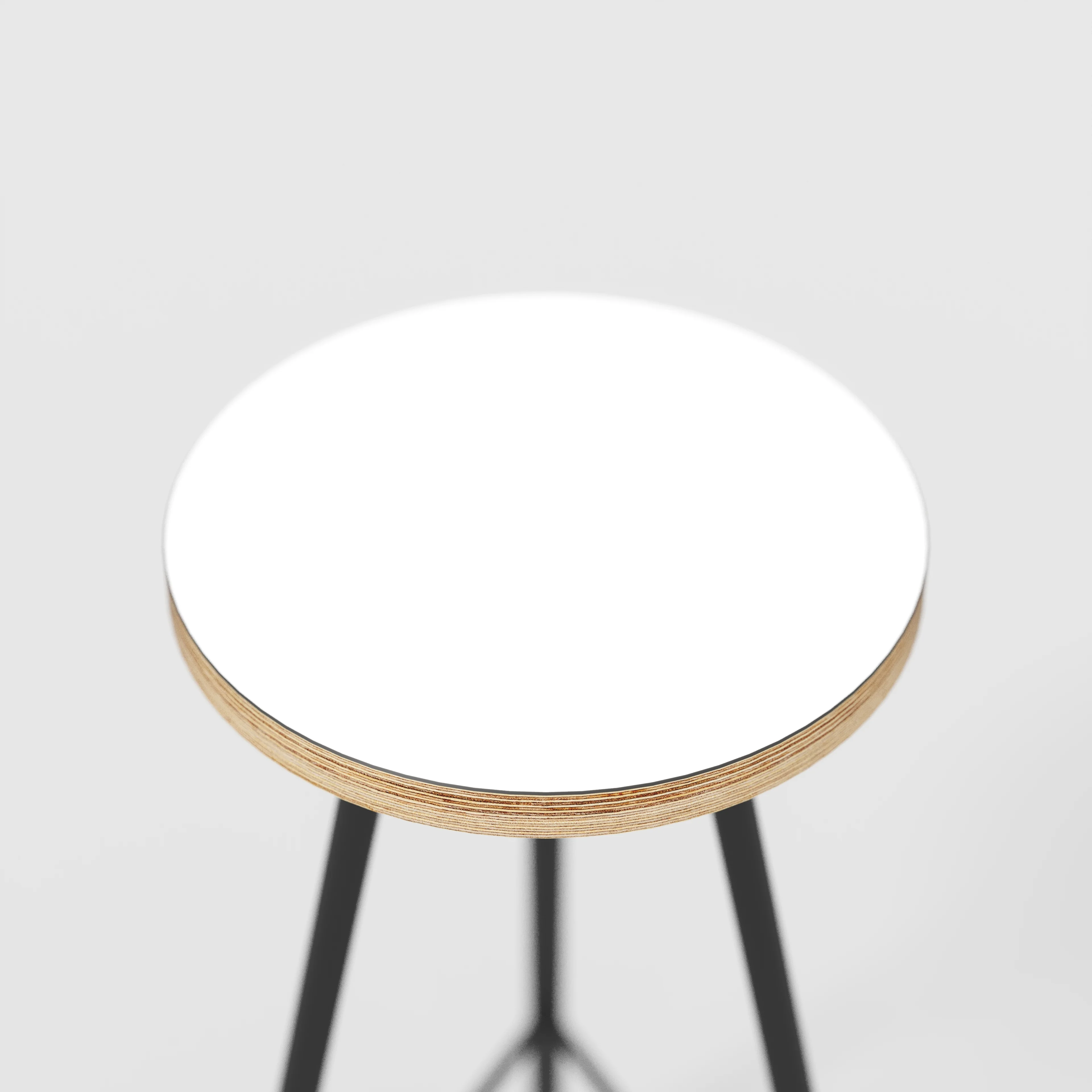 Plywood Bar Stool with Black Nord Base - Formica White - Image 4