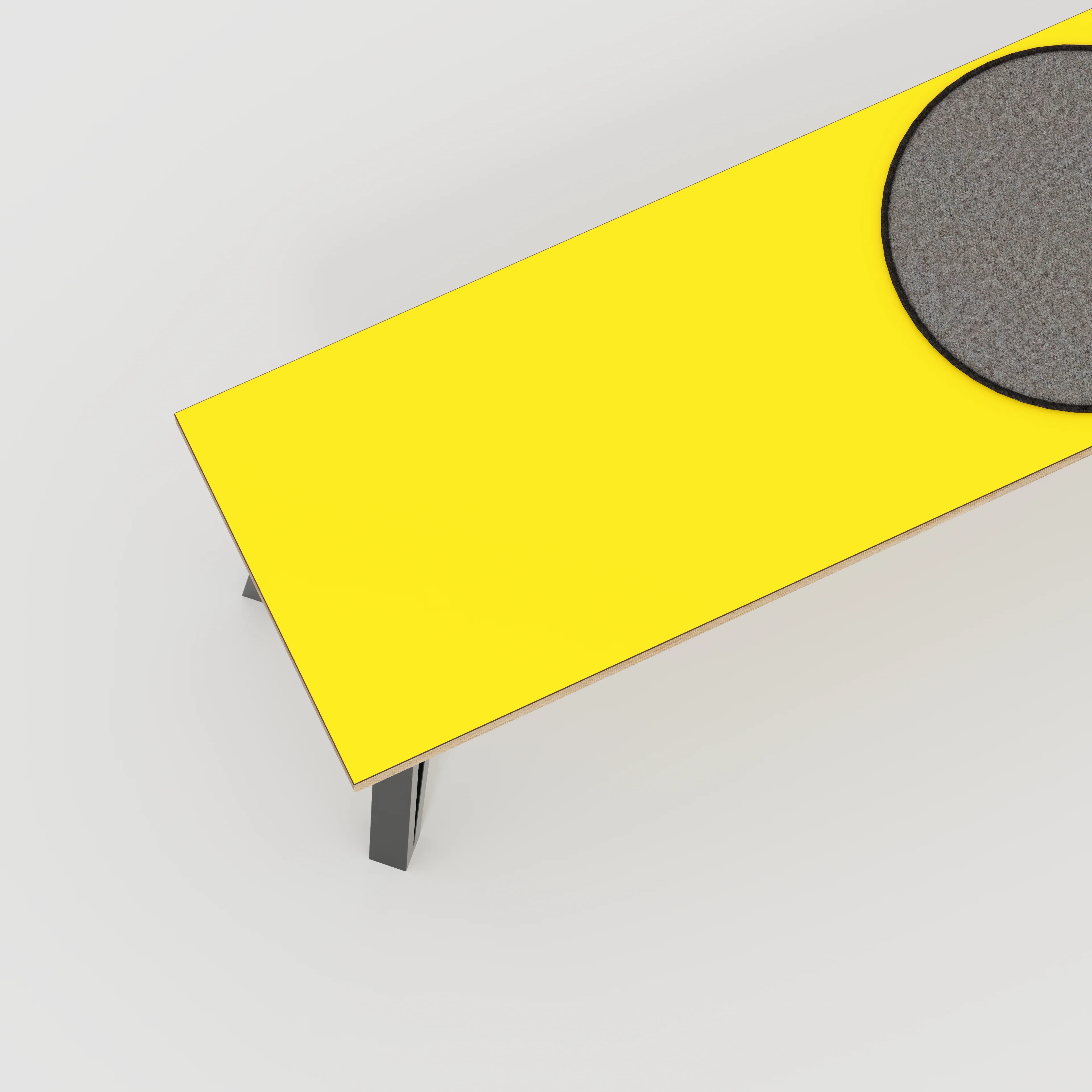 Plywood Bench Seat with Black Box Hairpin Legs - Formica Chrome Yellow - 1600(w) x 400(d) x 450(h) - Image 3