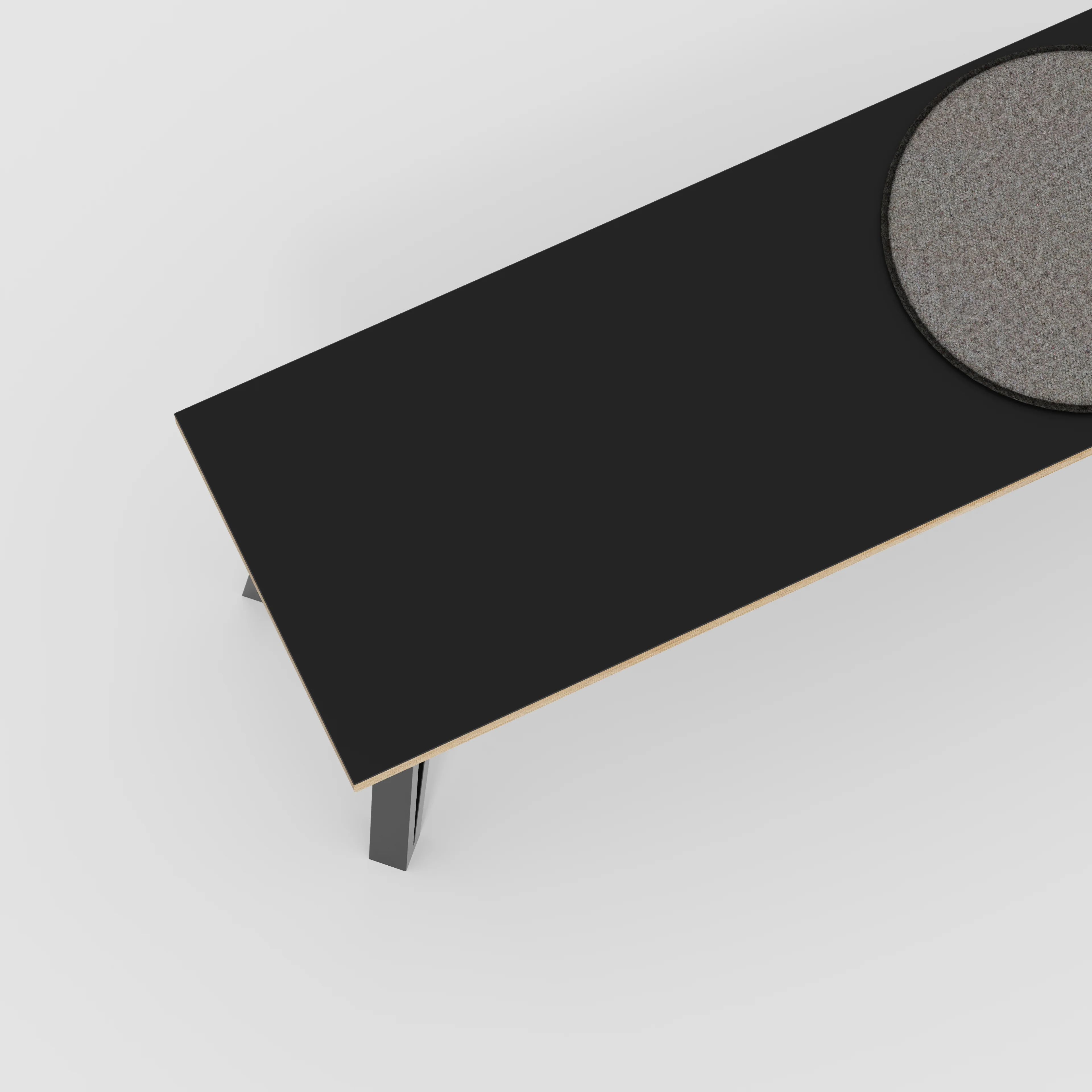 Plywood Bench Seat with Black Box Hairpin Legs - Formica Diamond Black - 1200(w) x 400(d) x 450(h) - Image 3