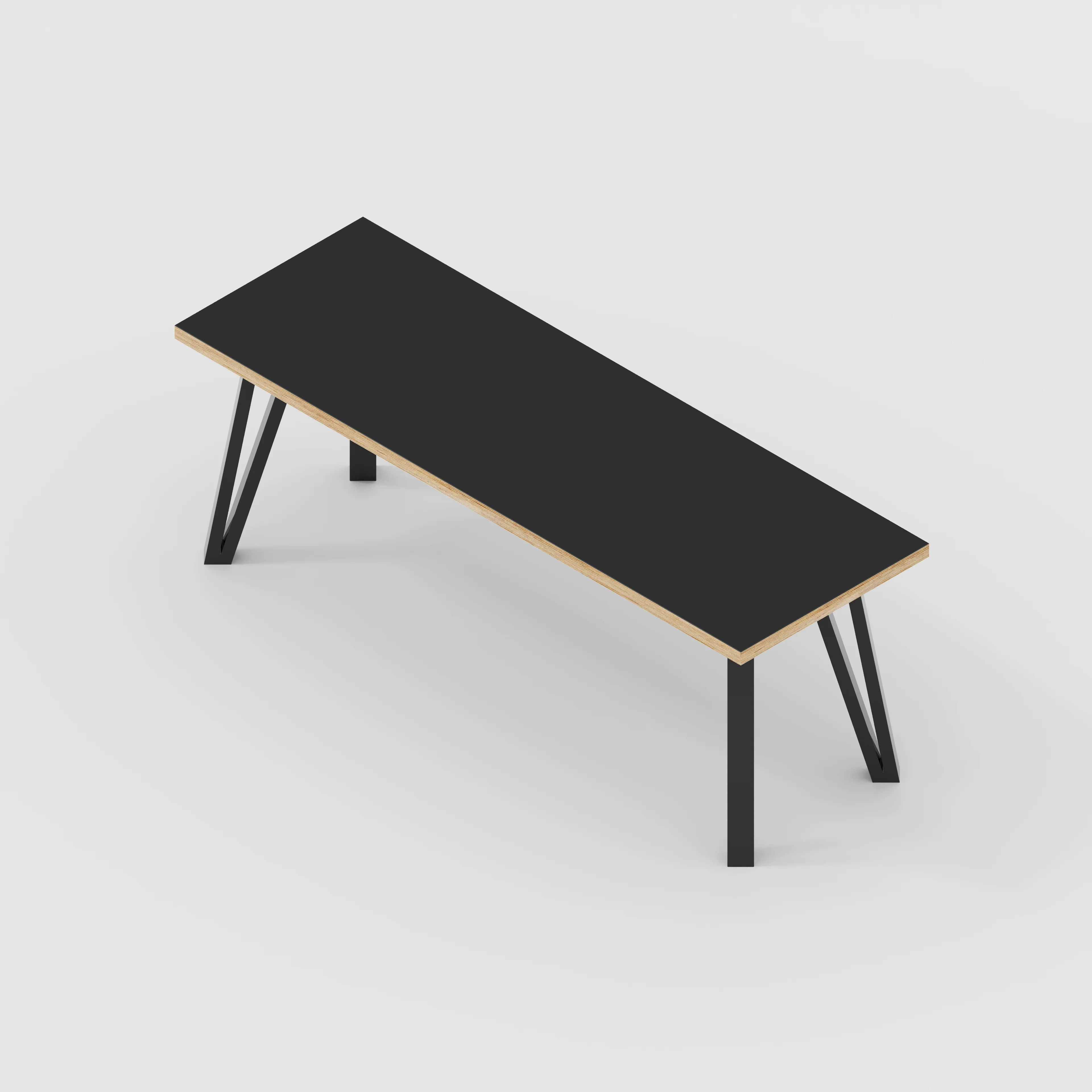 Plywood Bench Seat with Black Box Hairpin Legs - Formica Diamond Black - 1200(w) x 400(d) x 450(h) - Image 5