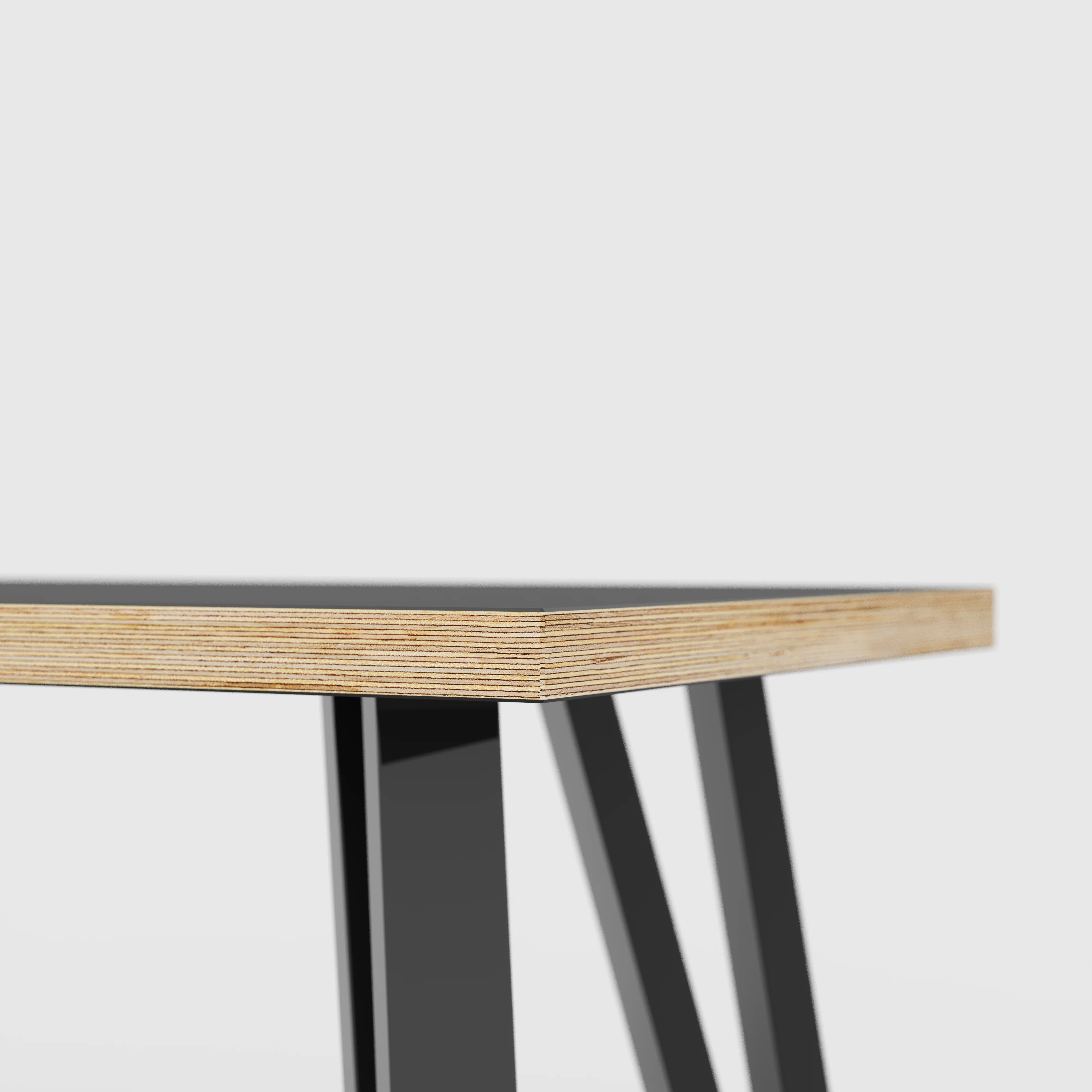 Plywood Bench Seat with Black Box Hairpin Legs - Formica Diamond Black - 1600(w) x 400(d) x 450(h) - Image 4