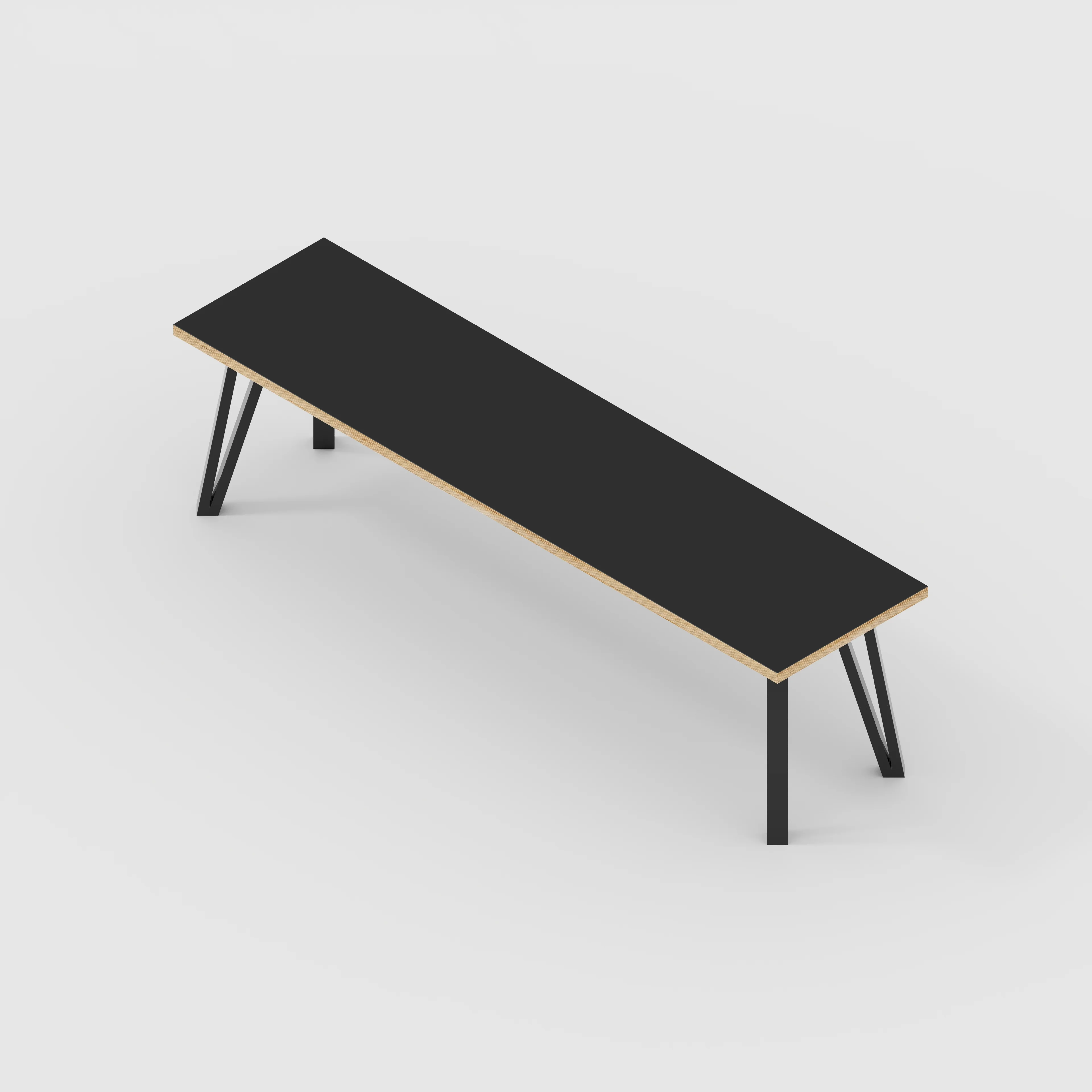 Plywood Bench Seat with Black Box Hairpin Legs - Formica Diamond Black - 1600(w) x 400(d) x 450(h) - Image 5