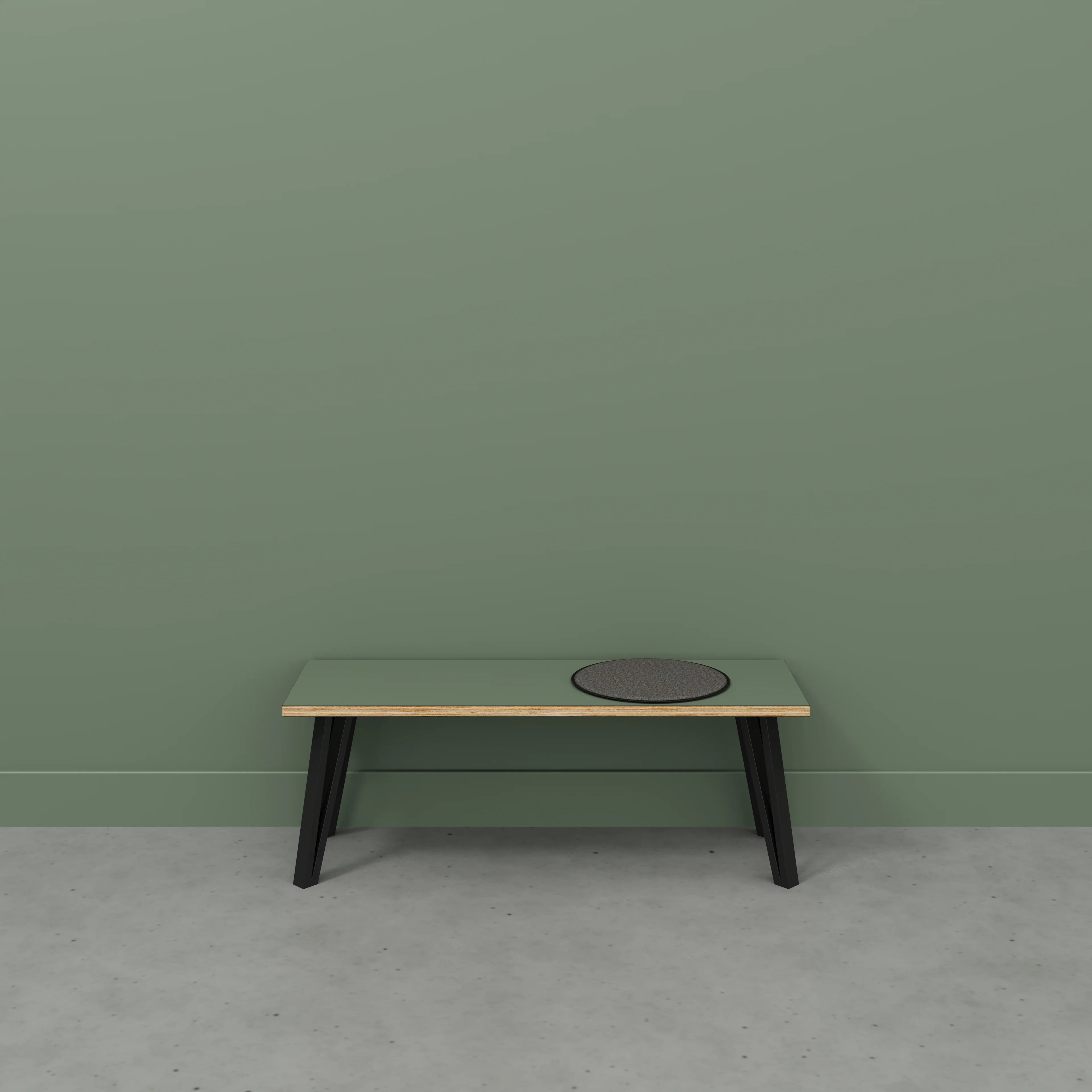 Plywood Bench Seat with Black Box Hairpin Legs - Formica Green Slate - 1200(w) x 400(d) x 450(h) - Image 2