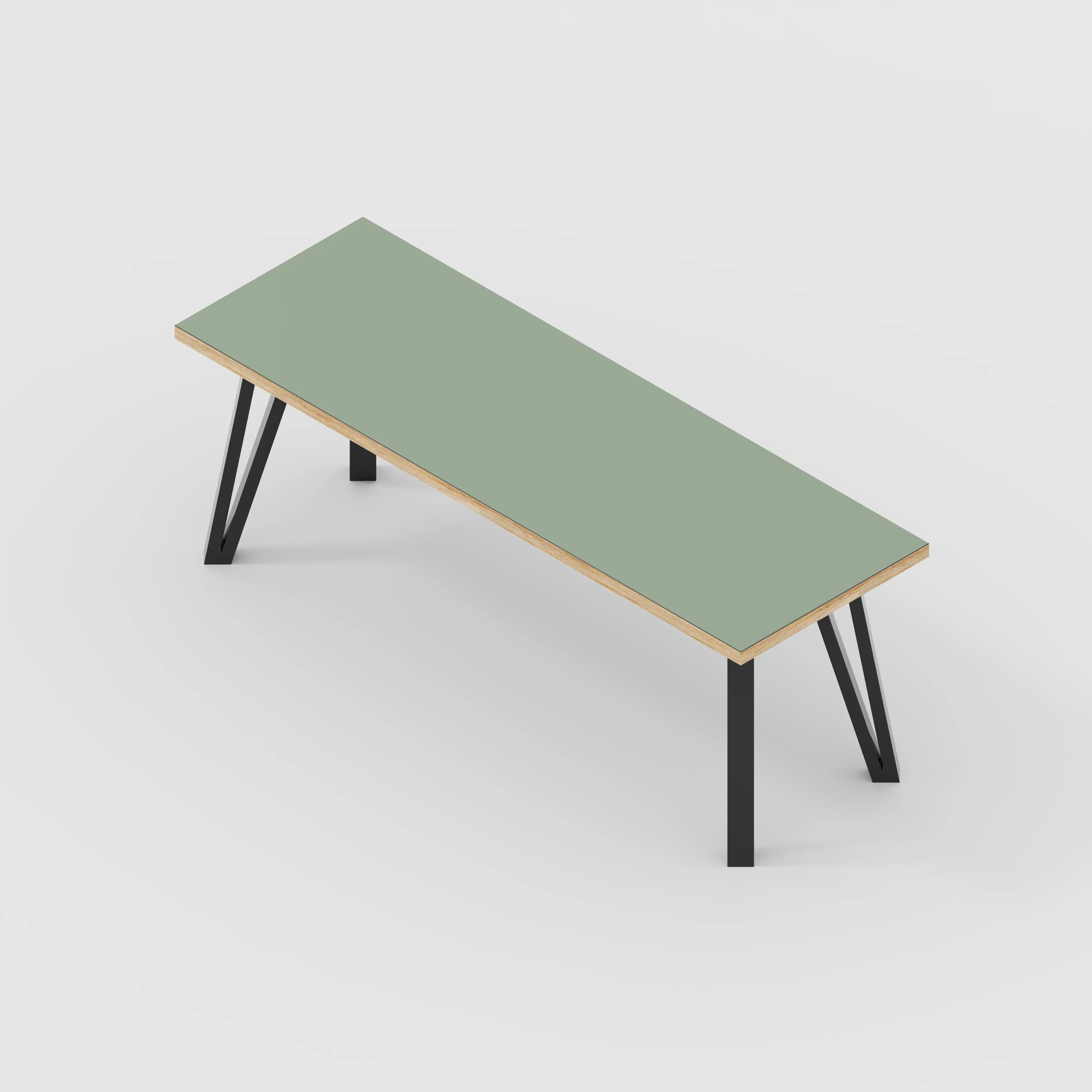 Plywood Bench Seat with Black Box Hairpin Legs - Formica Green Slate - 1200(w) x 400(d) x 450(h) - Image 5