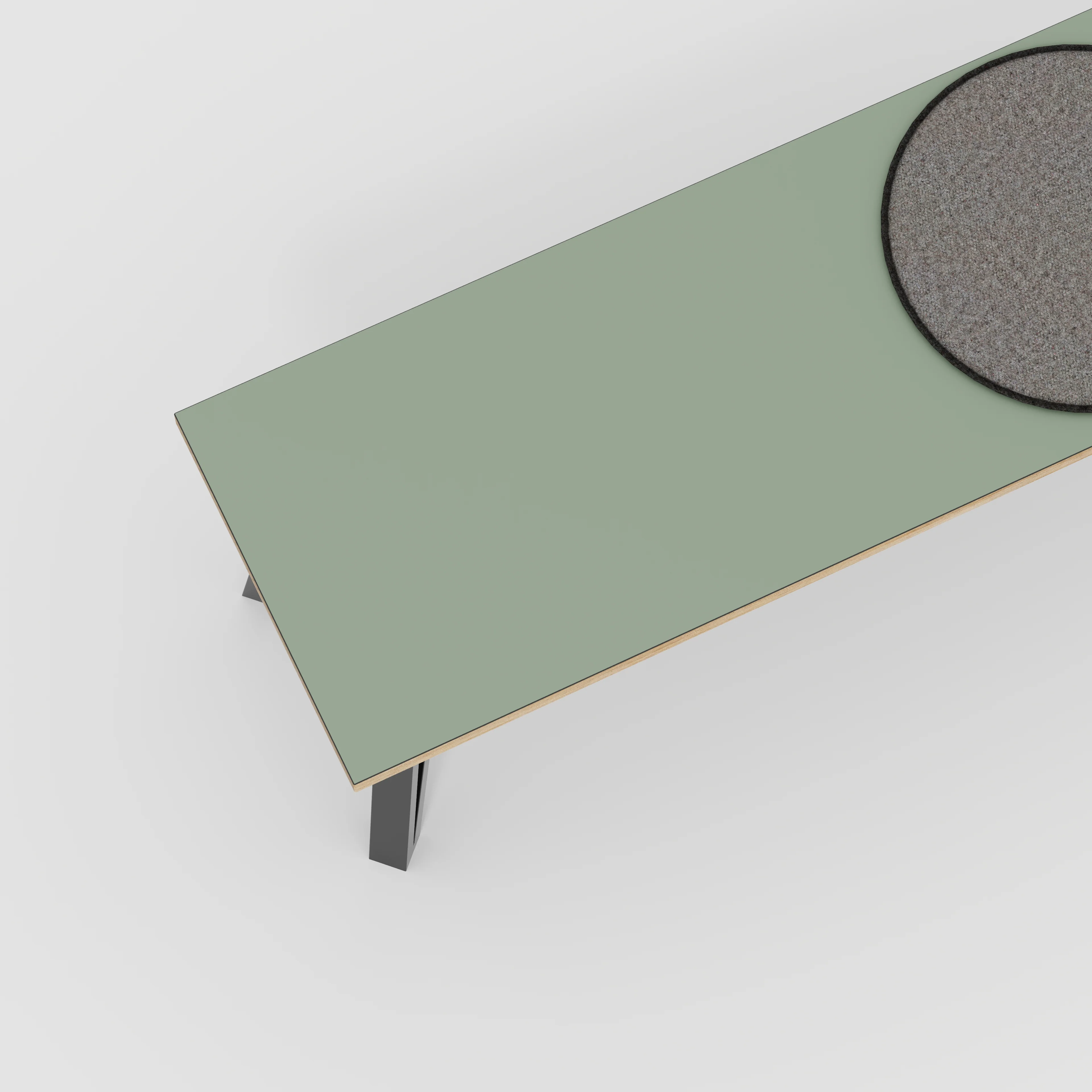 Plywood Bench Seat with Black Box Hairpin Legs - Formica Green Slate - 1600(w) x 400(d) x 450(h) - Image 3