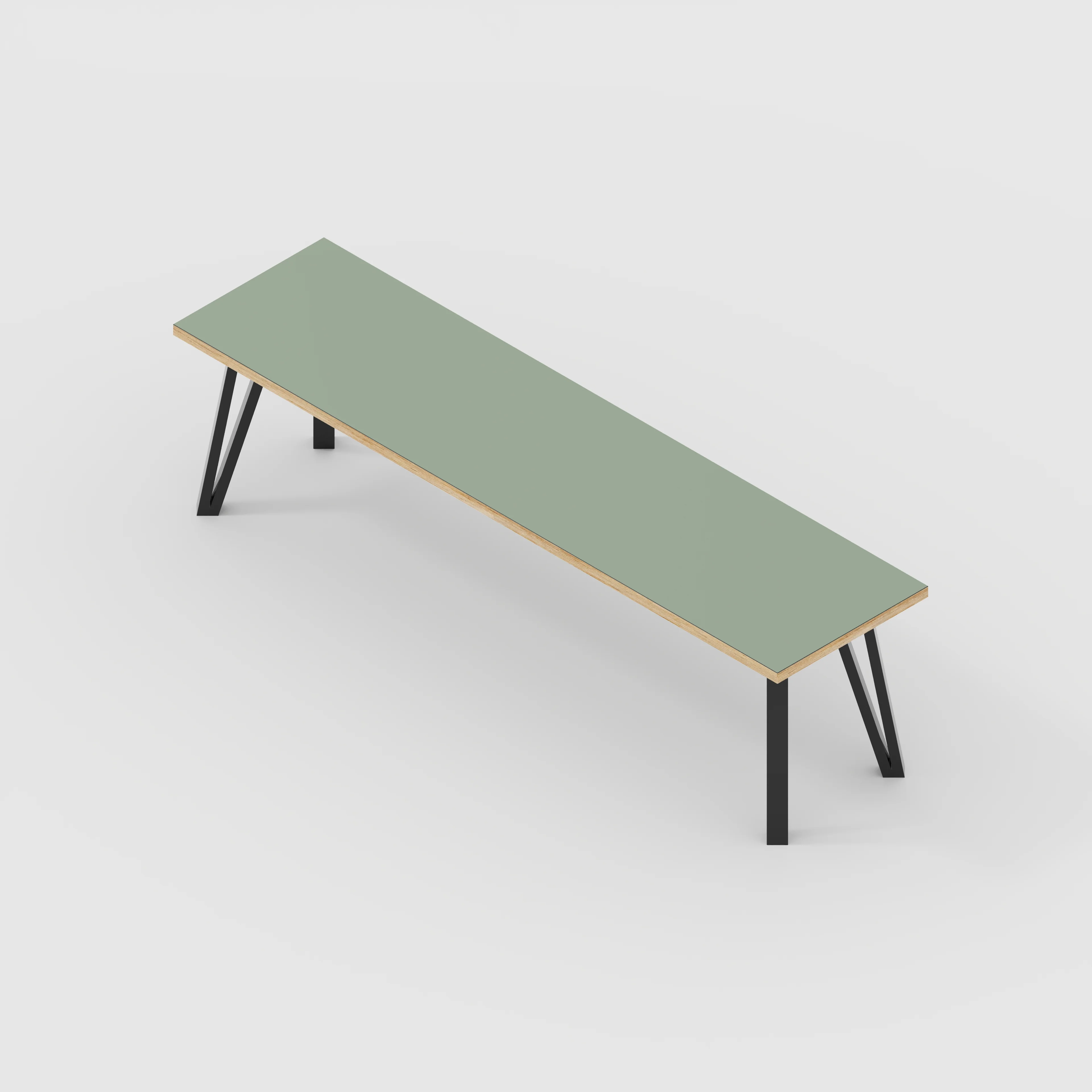 Plywood Bench Seat with Black Box Hairpin Legs - Formica Green Slate - 1600(w) x 400(d) x 450(h) - Image 5