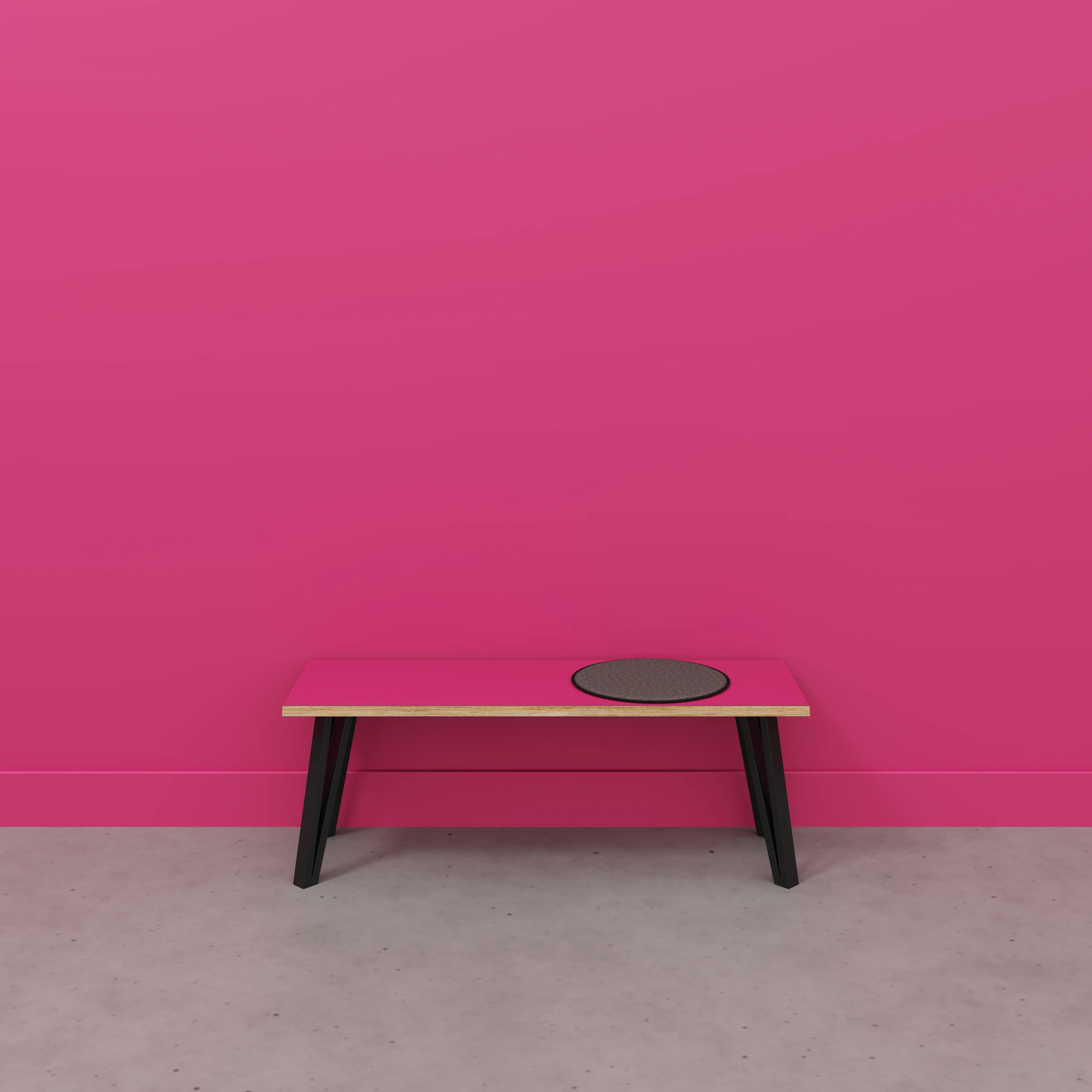 Plywood Bench Seat with Black Box Hairpin Legs - Formica Juicy Pink - 1200(w) x 400(d) x 450(h) - Image 2