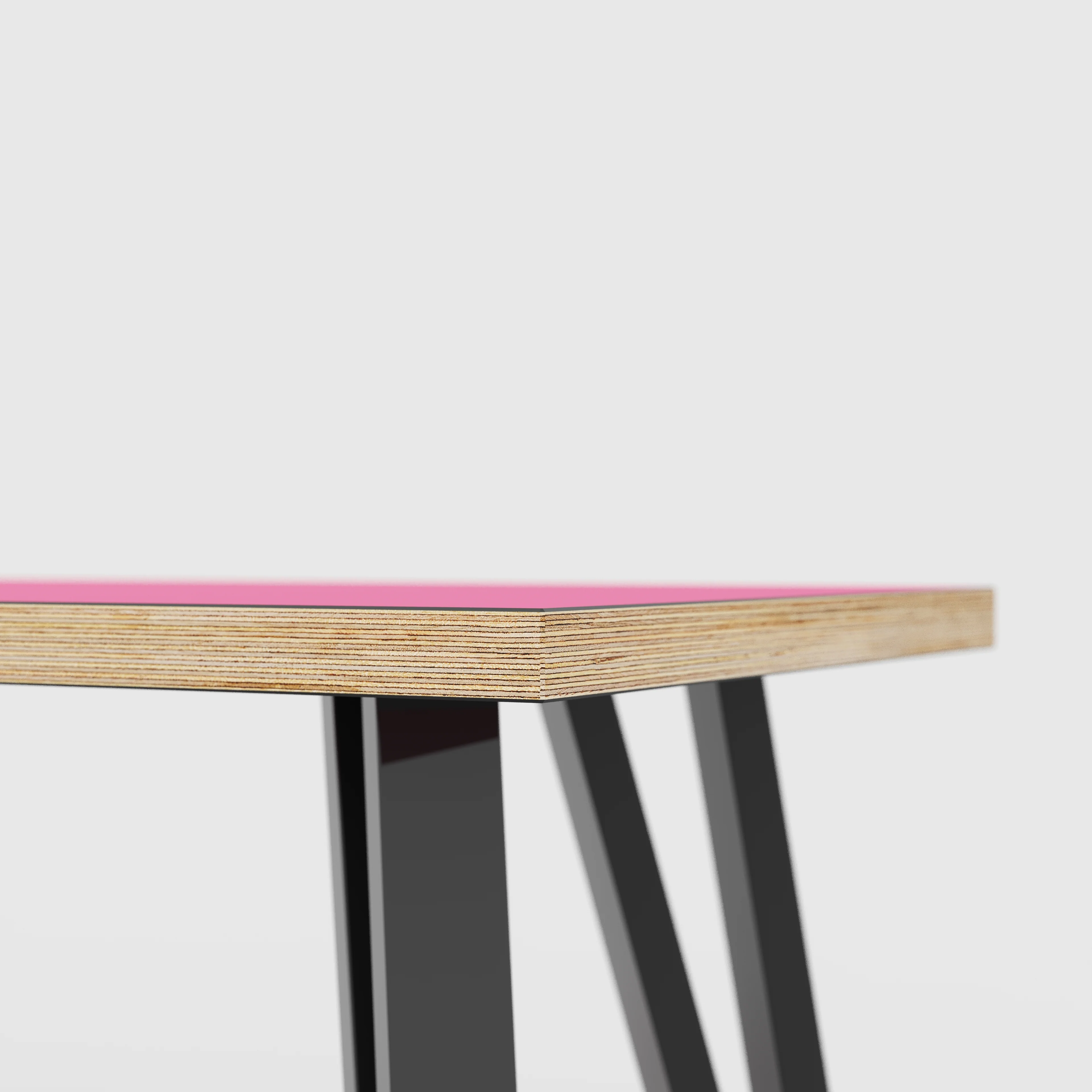 Plywood Bench Seat with Black Box Hairpin Legs - Formica Juicy Pink - 1200(w) x 400(d) x 450(h) - Image 4