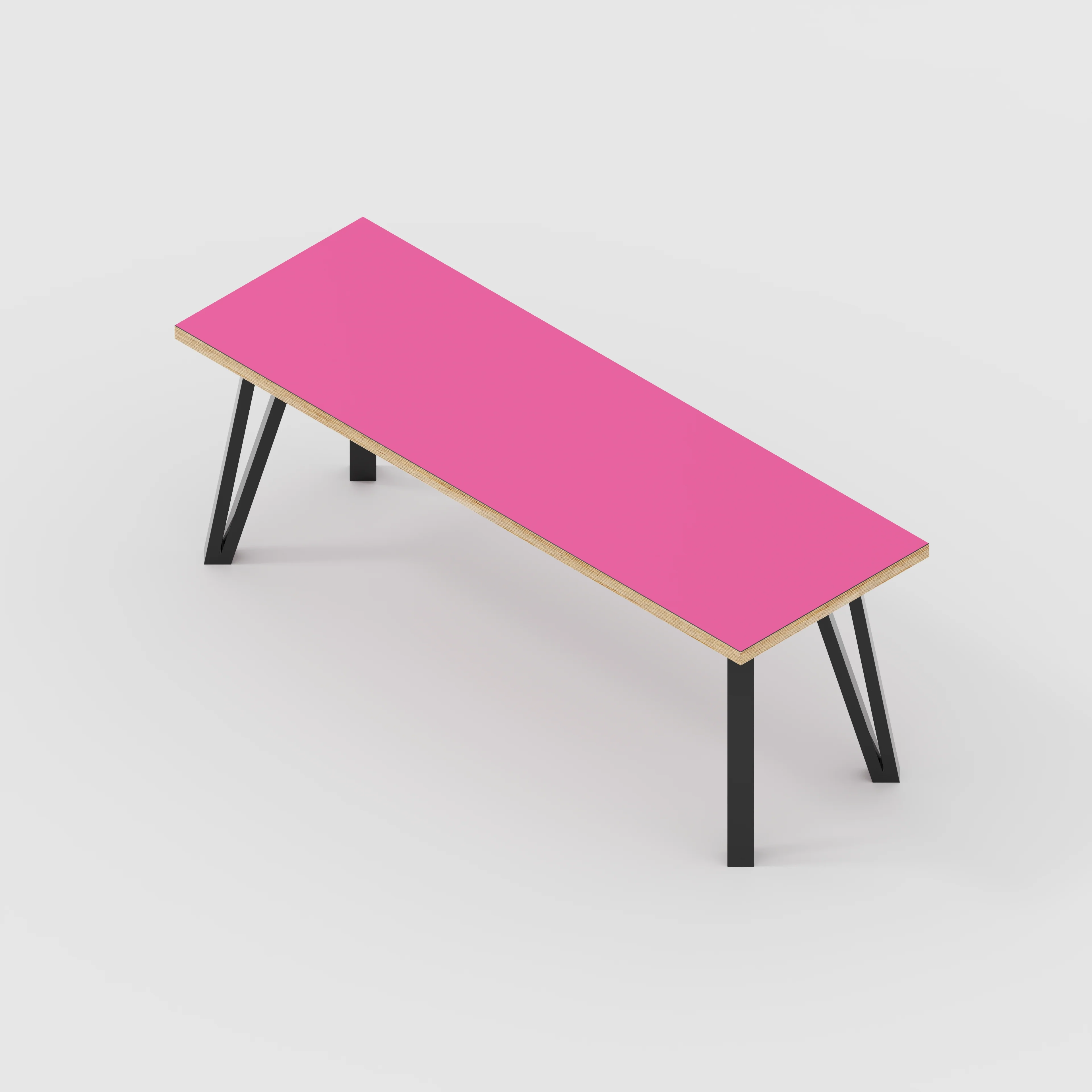 Plywood Bench Seat with Black Box Hairpin Legs - Formica Juicy Pink - 1200(w) x 400(d) x 450(h) - Image 5