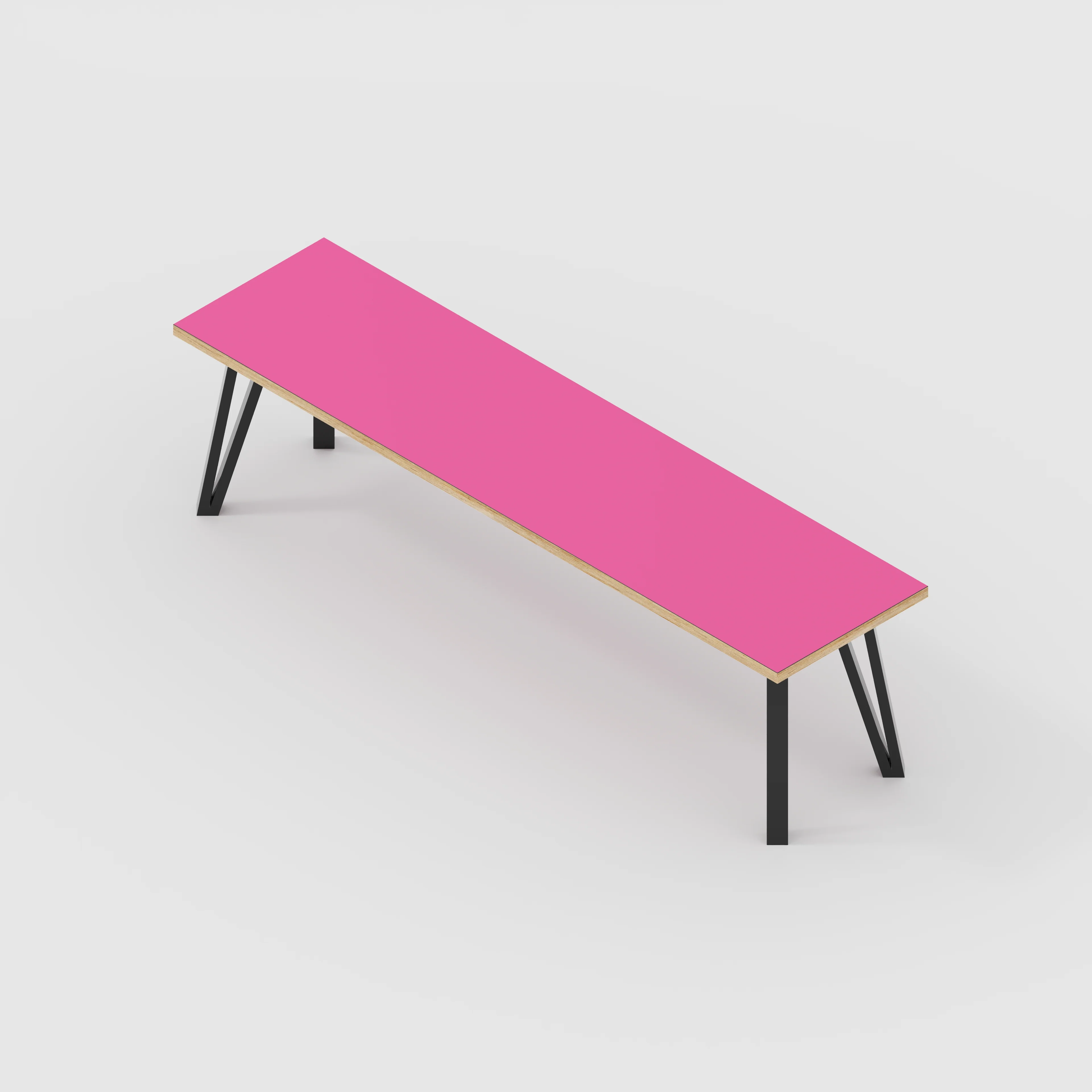 Plywood Bench Seat with Black Box Hairpin Legs - Formica Juicy Pink - 1600(w) x 400(d) x 450(h) - Image 5