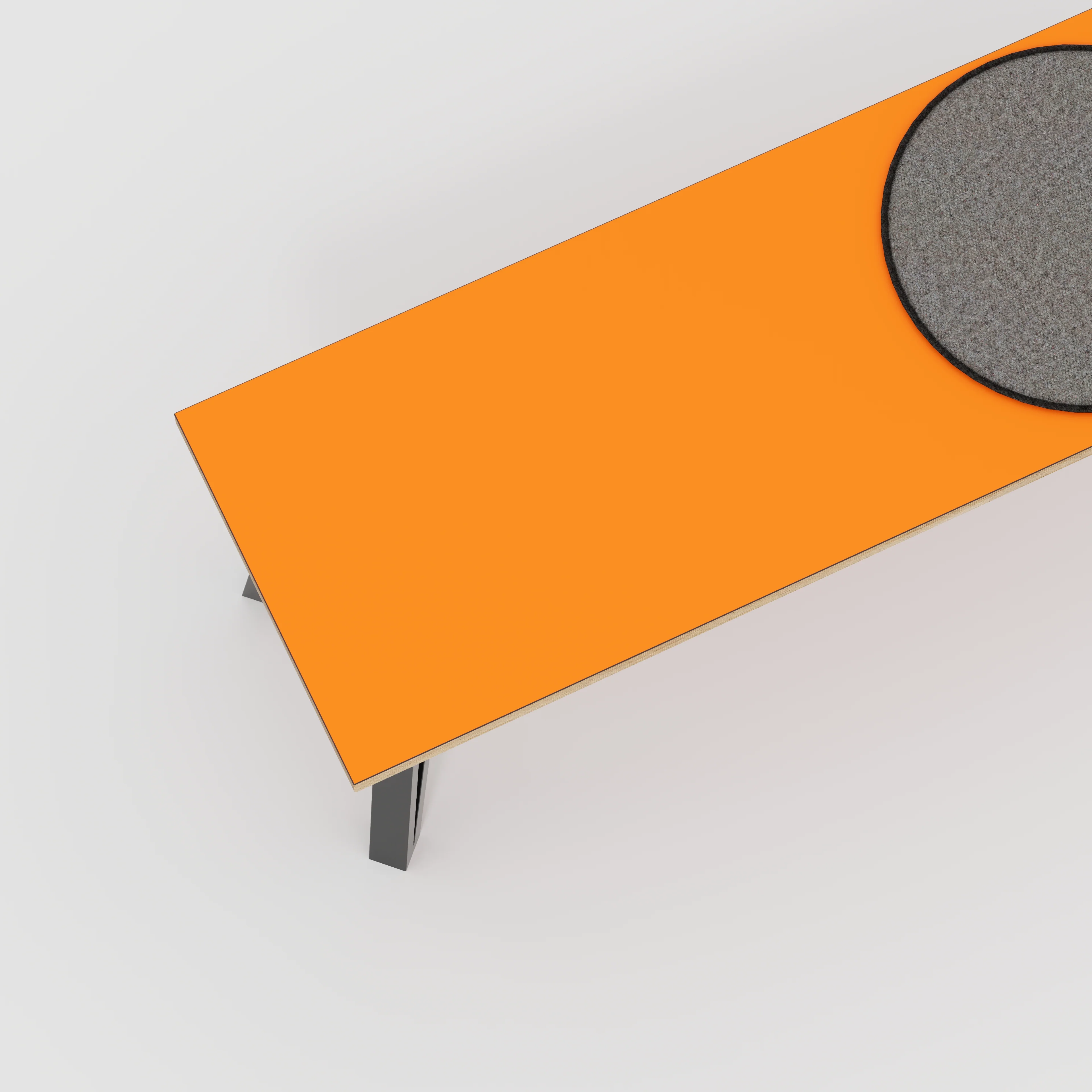 Plywood Bench Seat with Black Box Hairpin Legs - Formica Levante Orange - 1200(w) x 400(d) x 450(h) - Image 3