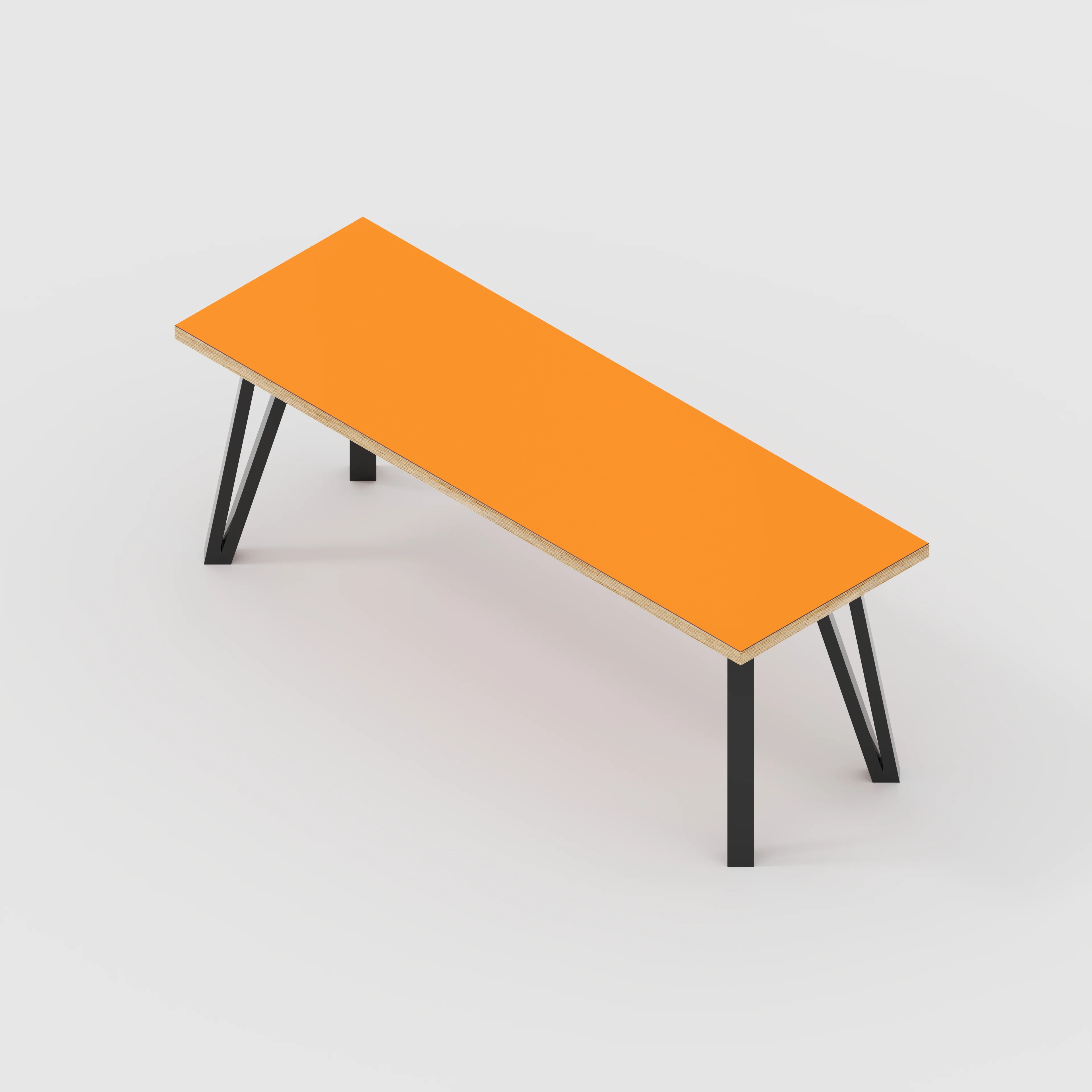 Plywood Bench Seat with Black Box Hairpin Legs - Formica Levante Orange - 1200(w) x 400(d) x 450(h) - Image 5