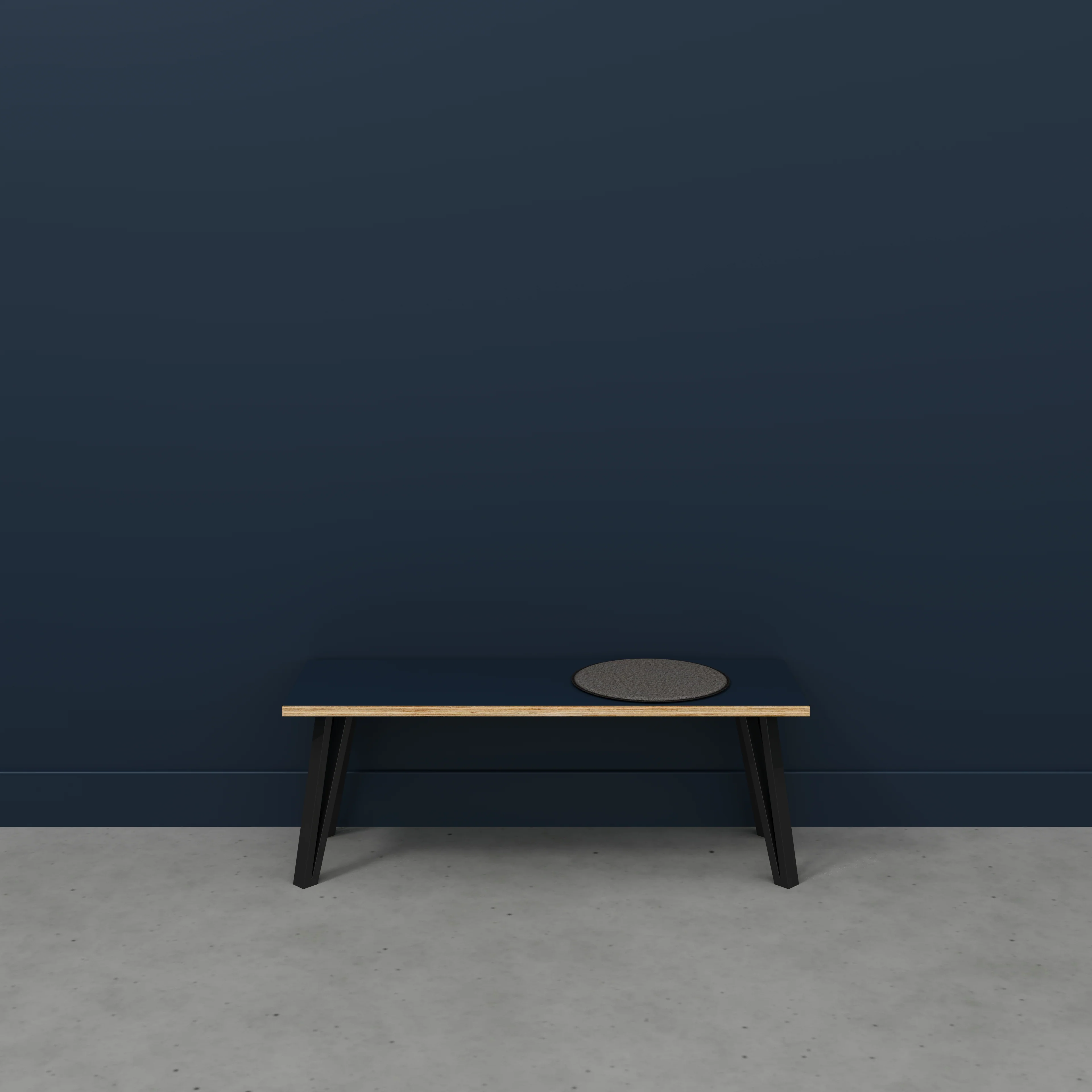 Plywood Bench Seat with Black Box Hairpin Legs - Formica Night Sea Blue - 1200(w) x 400(d) x 450(h) - Image 2
