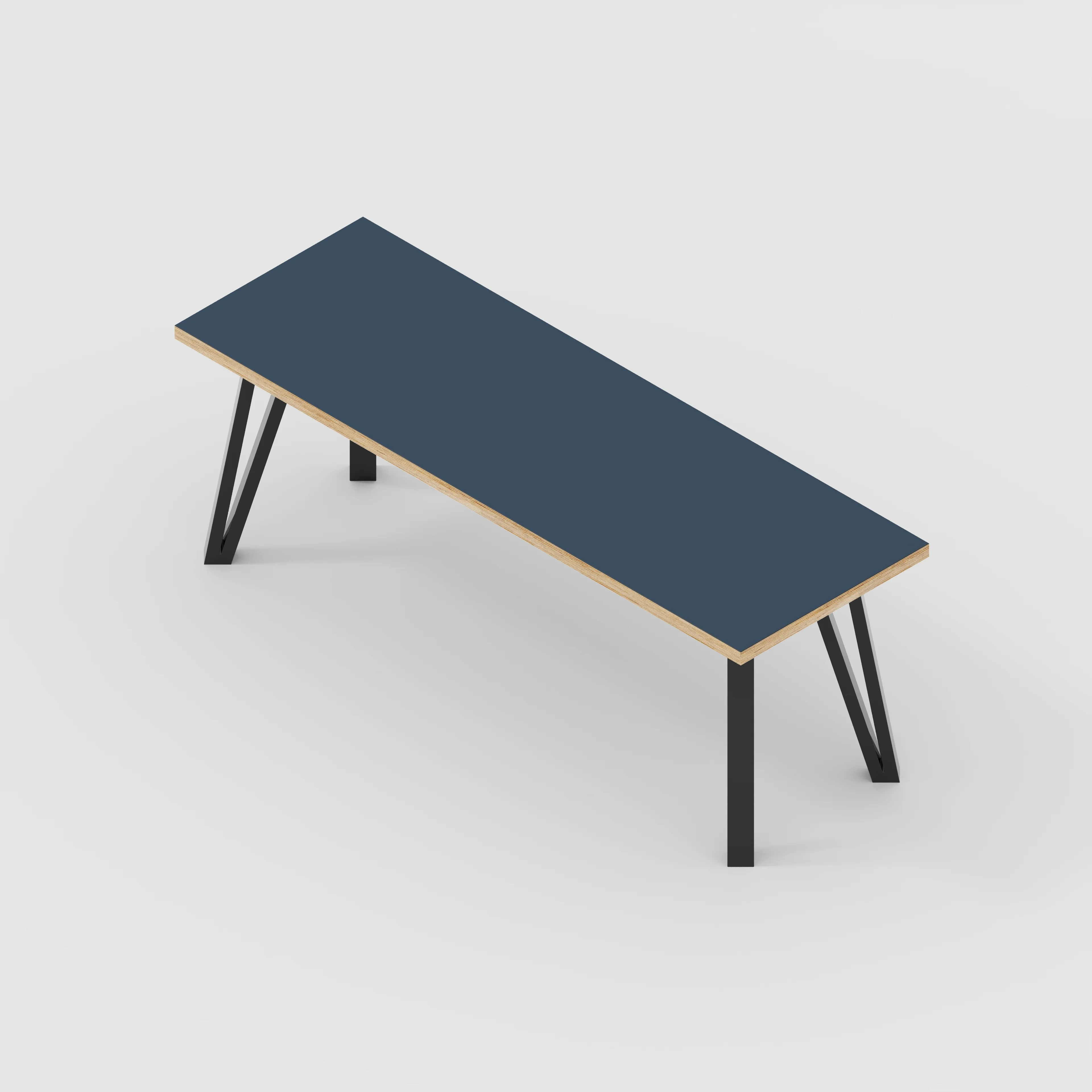 Plywood Bench Seat with Black Box Hairpin Legs - Formica Night Sea Blue - 1200(w) x 400(d) x 450(h) - Image 5