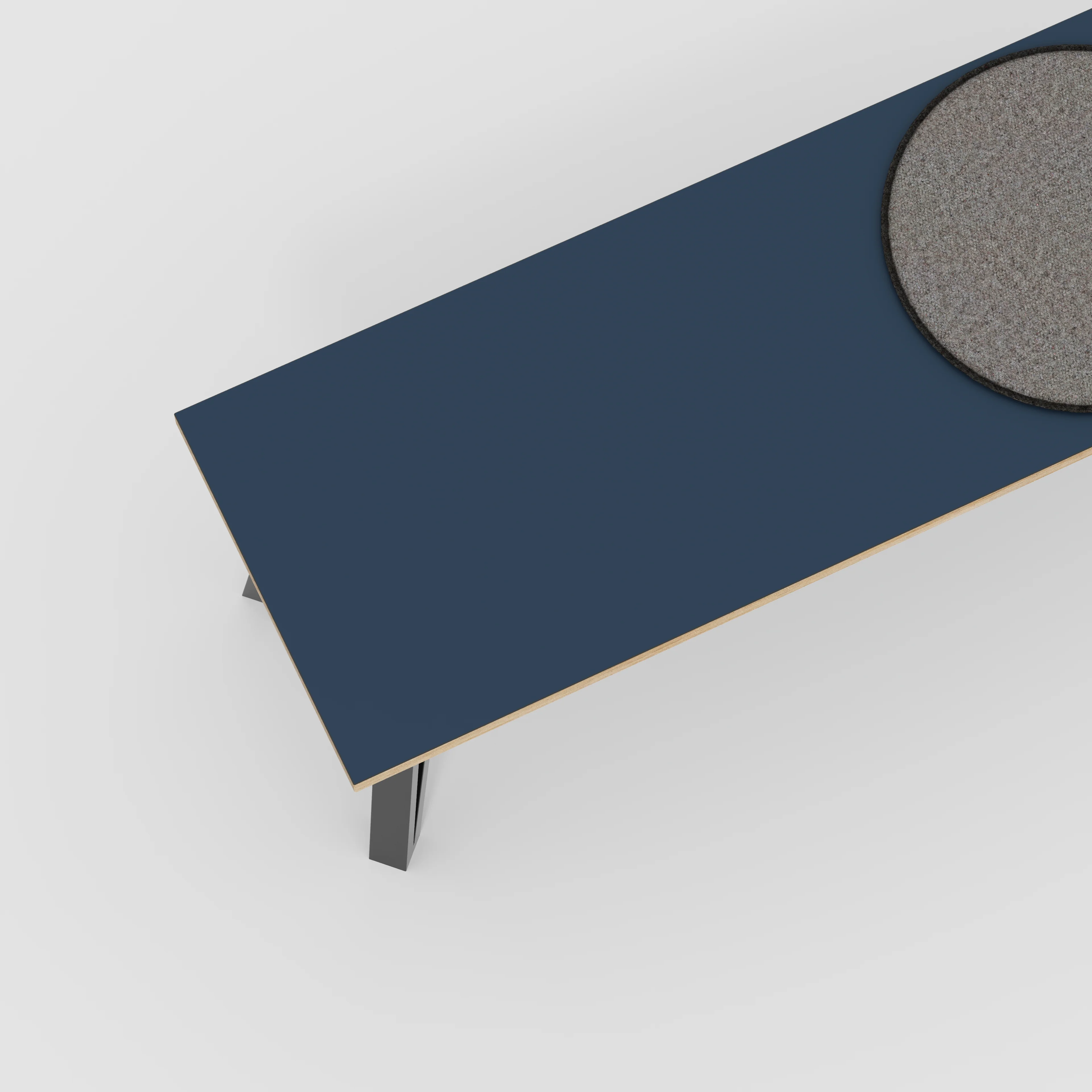 Plywood Bench Seat with Black Box Hairpin Legs - Formica Night Sea Blue - 1600(w) x 400(d) x 450(h) - Image 3