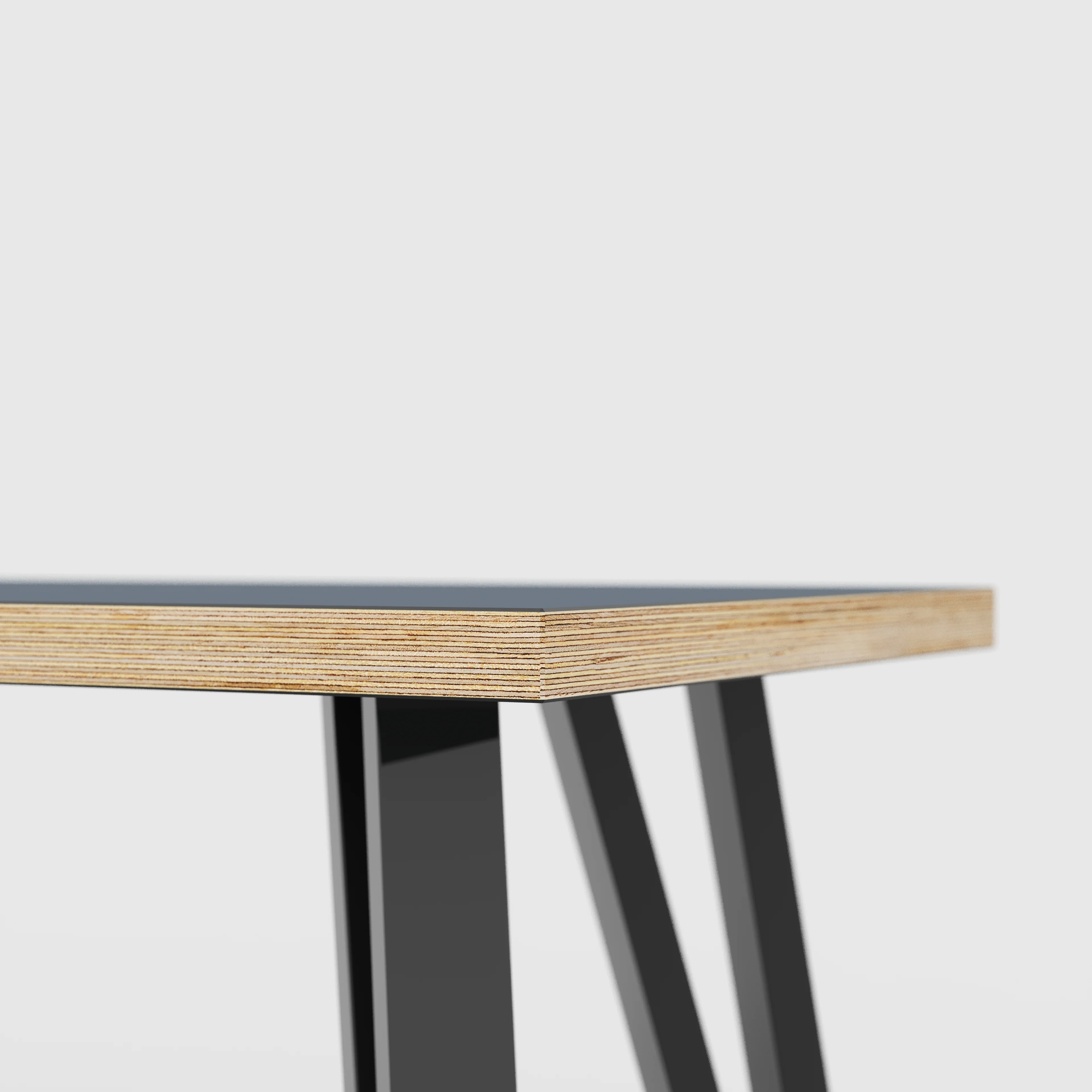 Plywood Bench Seat with Black Box Hairpin Legs - Formica Night Sea Blue - 1600(w) x 400(d) x 450(h) - Image 4
