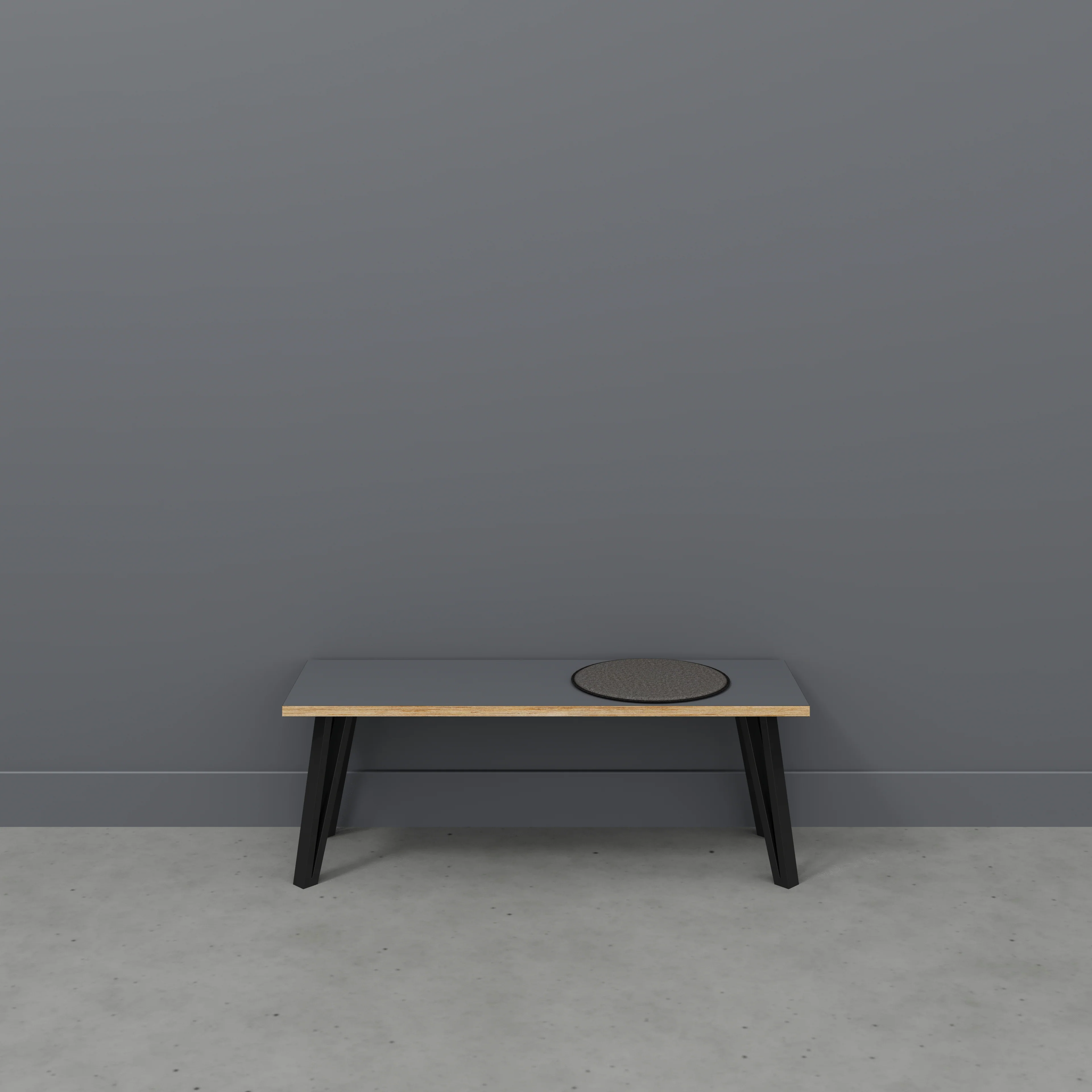 Plywood Bench Seat with Black Box Hairpin Legs - Formica Tornado Grey - 1200(w) x 400(d) x 450(h) - Image 2