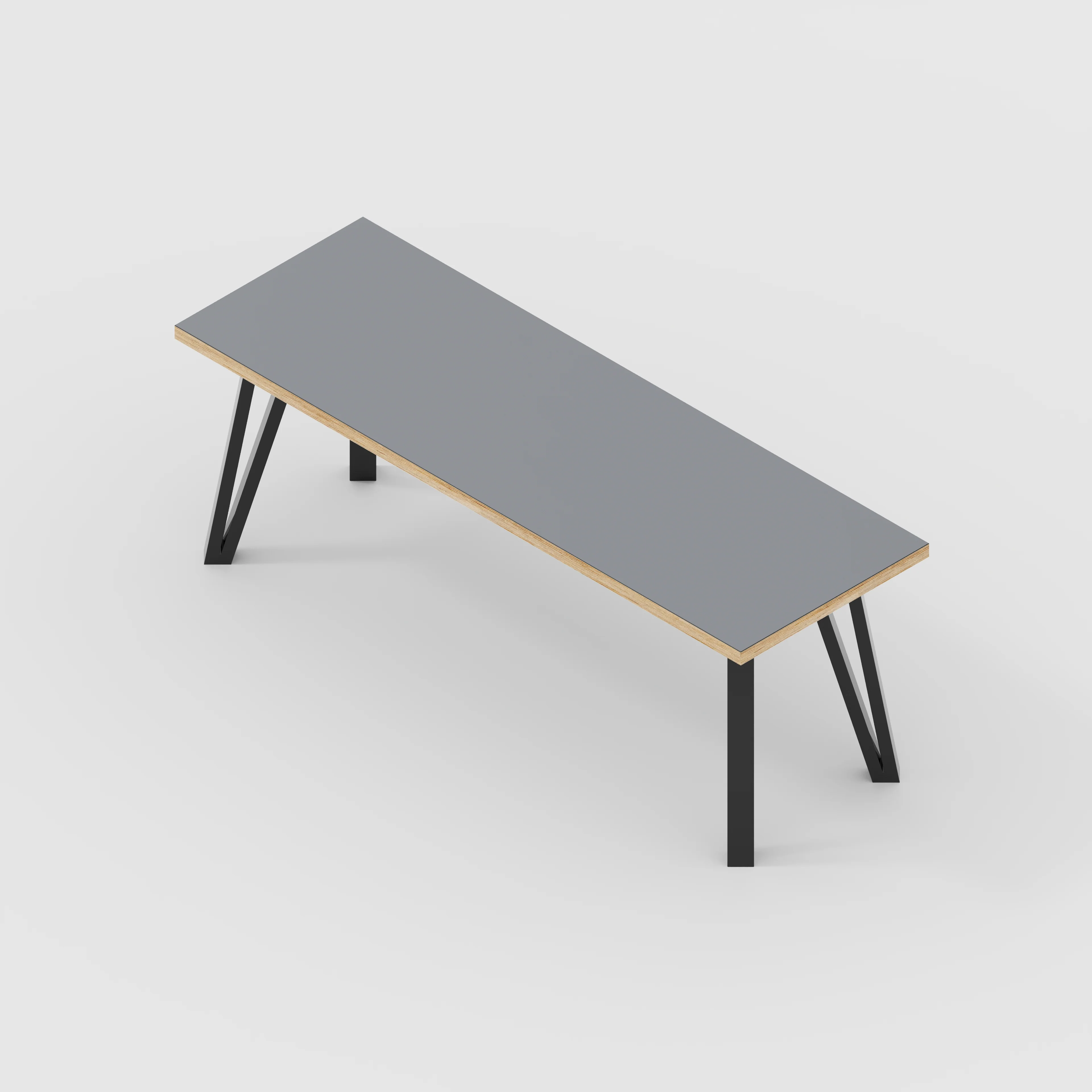 Plywood Bench Seat with Black Box Hairpin Legs - Formica Tornado Grey - 1200(w) x 400(d) x 450(h) - Image 5