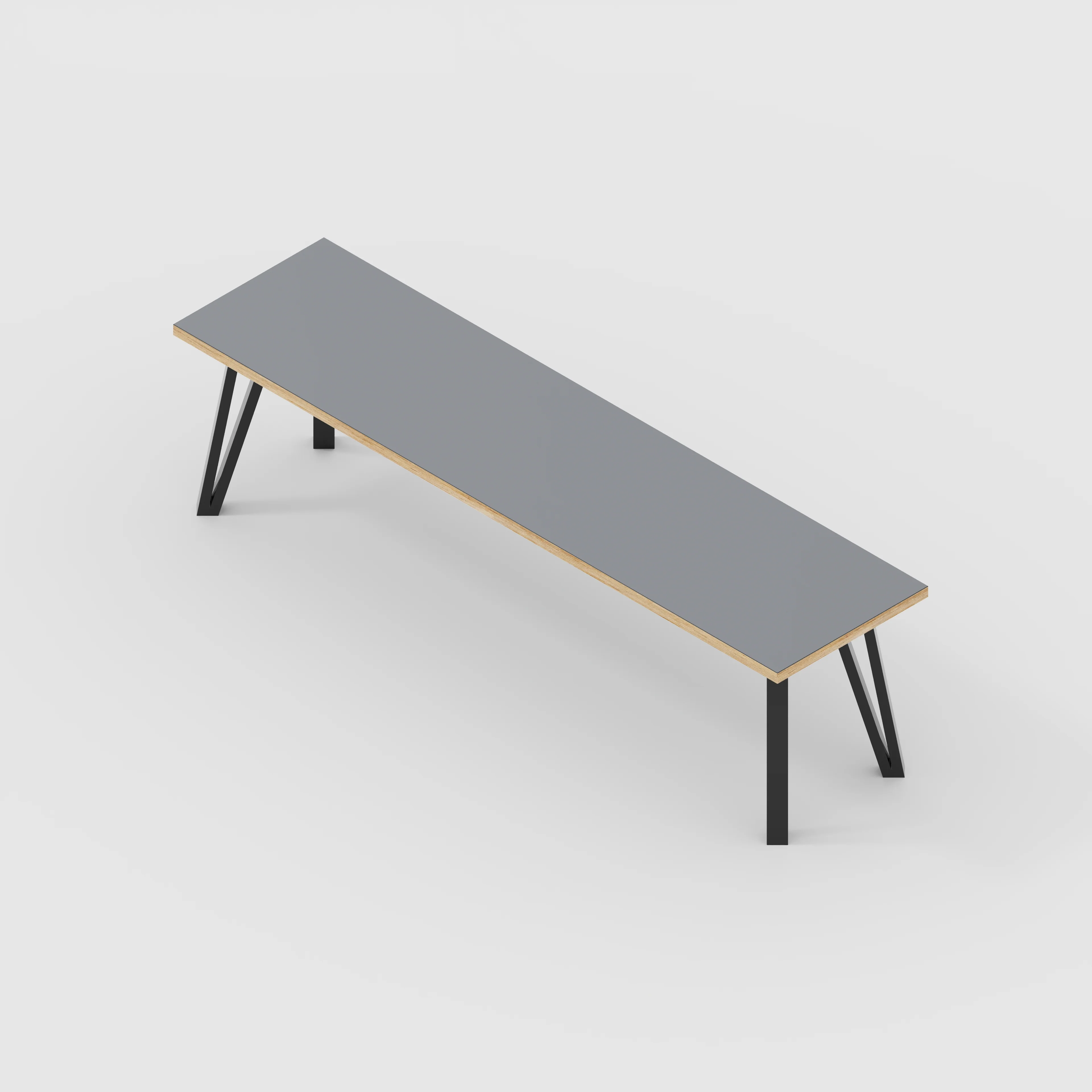 Plywood Bench Seat with Black Box Hairpin Legs - Formica Tornado Grey - 1600(w) x 400(d) x 450(h) - Image 5