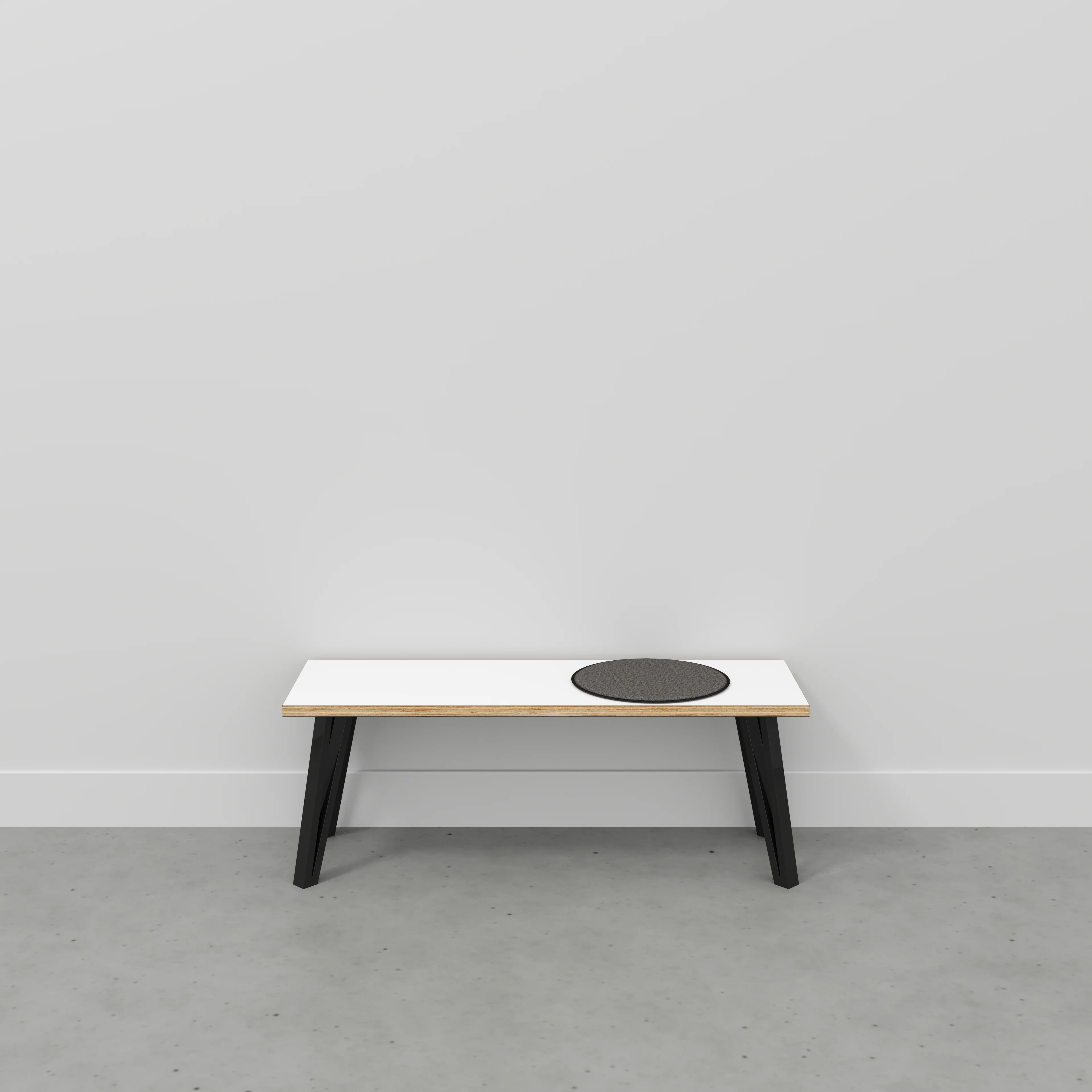 Plywood Bench Seat with Black Box Hairpin Legs - Formica White - 1200(w) x 400(d) x 450(h) - Image 2