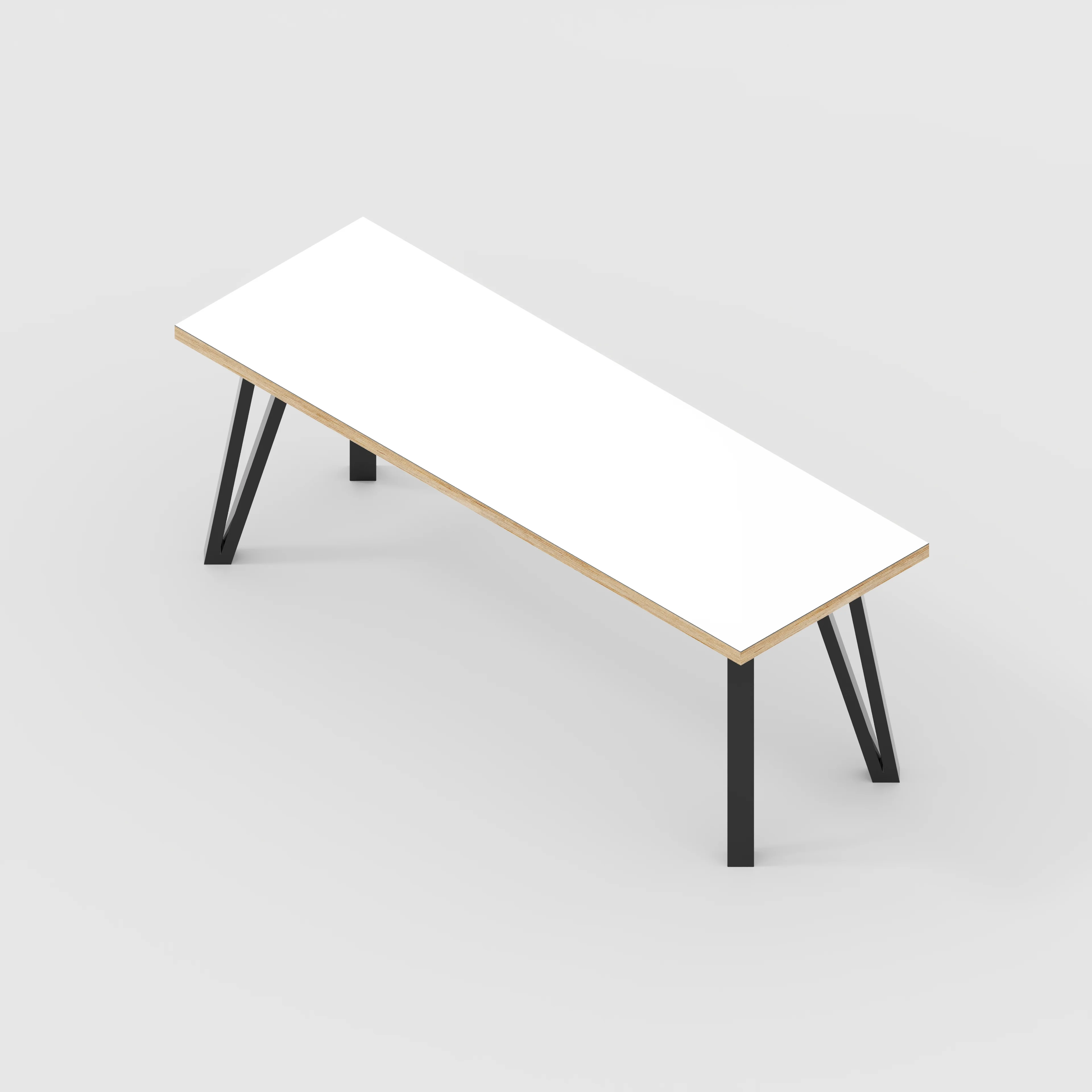Plywood Bench Seat with Black Box Hairpin Legs - Formica White - 1200(w) x 400(d) x 450(h) - Image 5