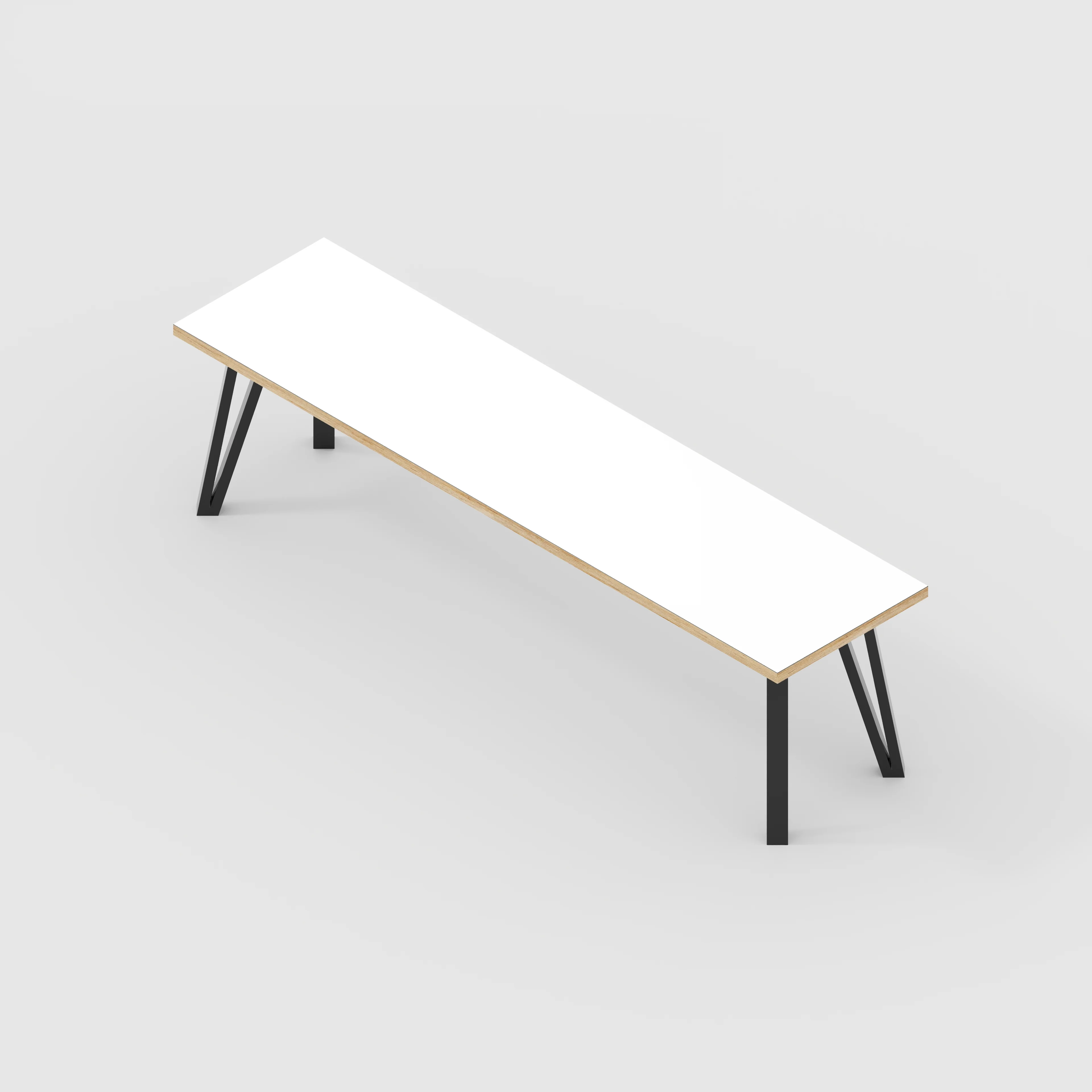 Plywood Bench Seat with Black Box Hairpin Legs - Formica White - 1600(w) x 400(d) x 450(h) - Image 5