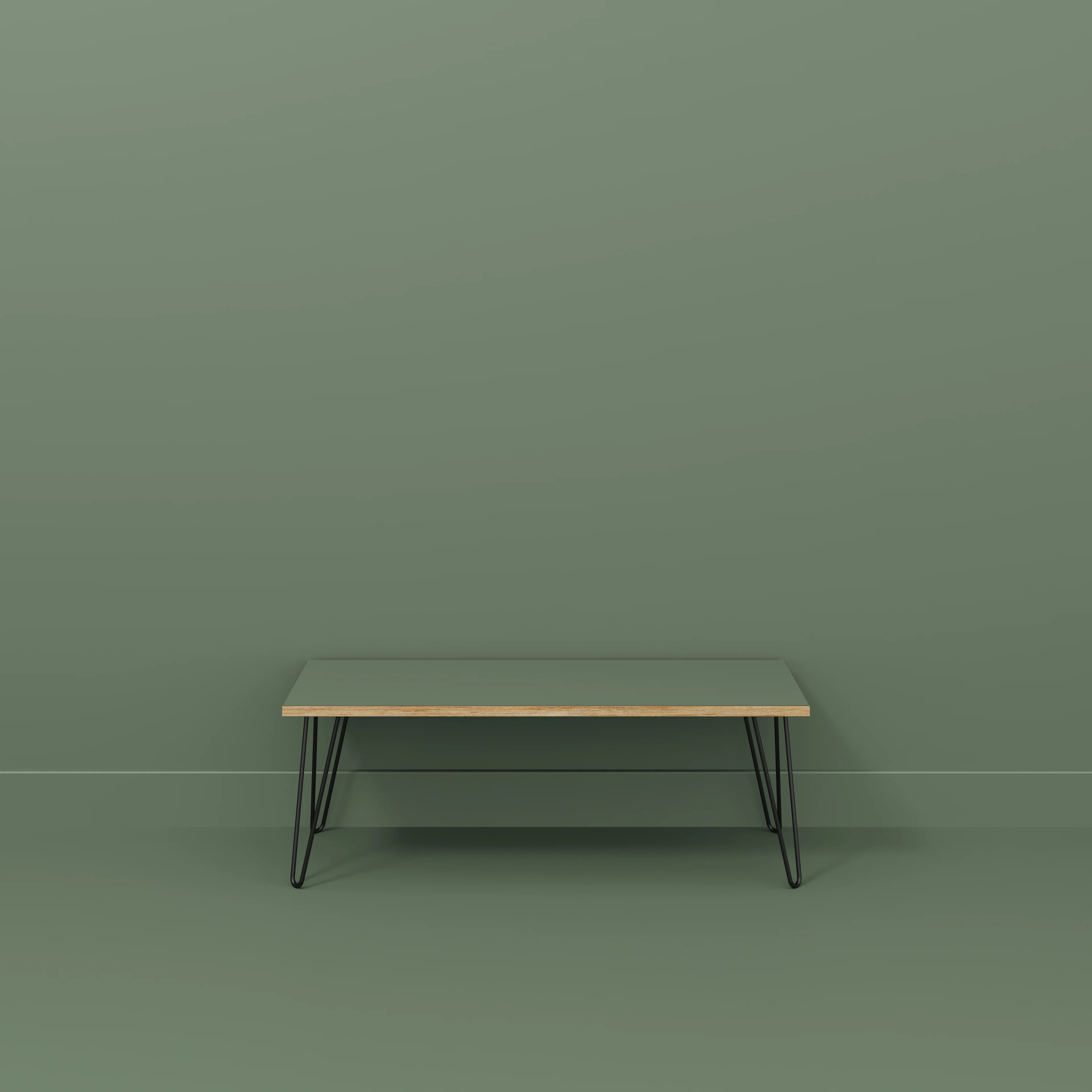 Plywood Bench Seat with Black Hairpin Legs - Formica Green Slate - 1200(w) x 400(d) - Image 2