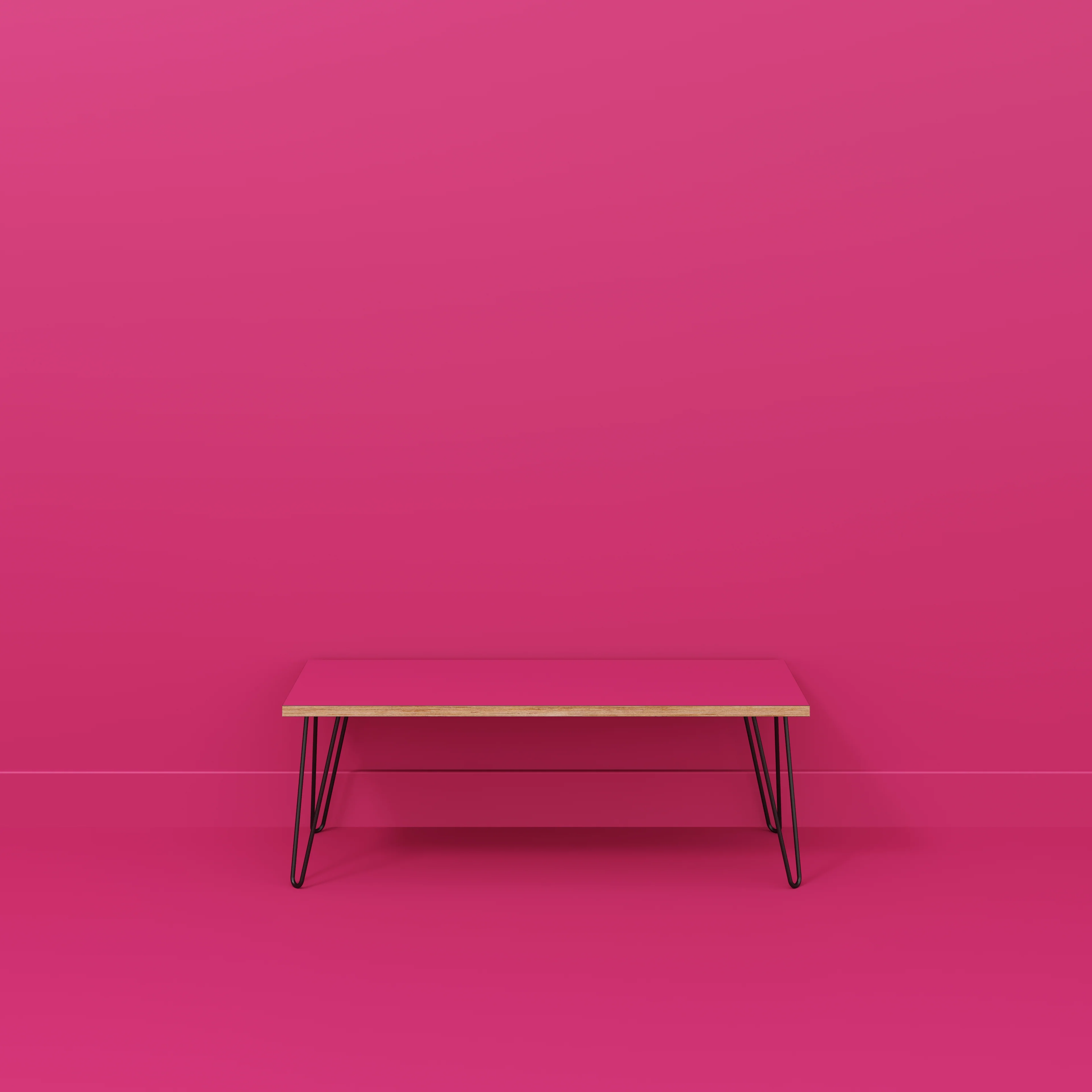 Plywood Bench Seat with Black Hairpin Legs - Formica Juicy Pink - 1200(w) x 400(d) - Image 2