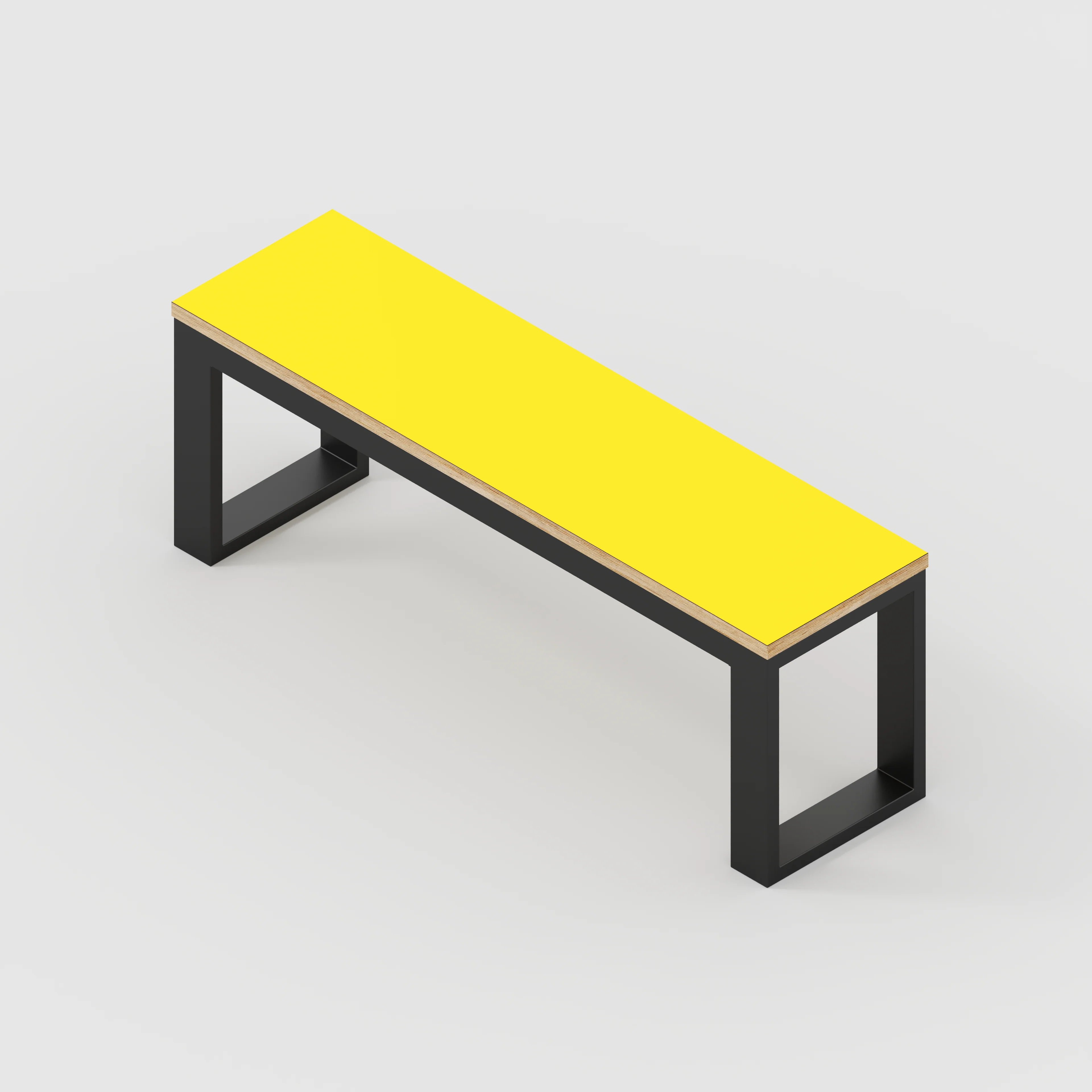 Plywood Bench Seat with Black Industrial Frame - Formica Chrome Yellow - 1200(w) x 325(d) - Image 3