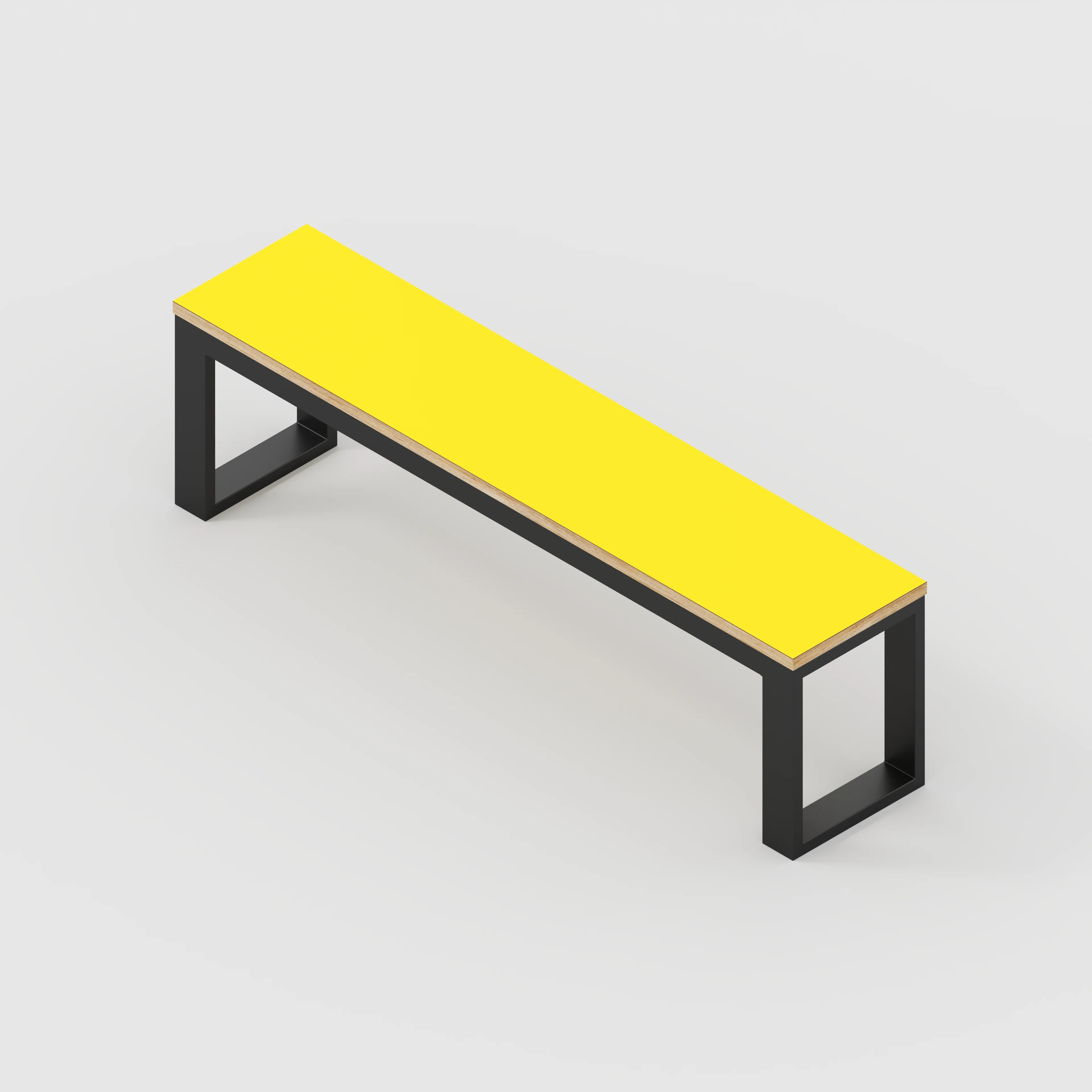 Plywood Bench Seat with Black Industrial Frame - Formica Chrome Yellow - 1500(w) x 325(d) - Image 3