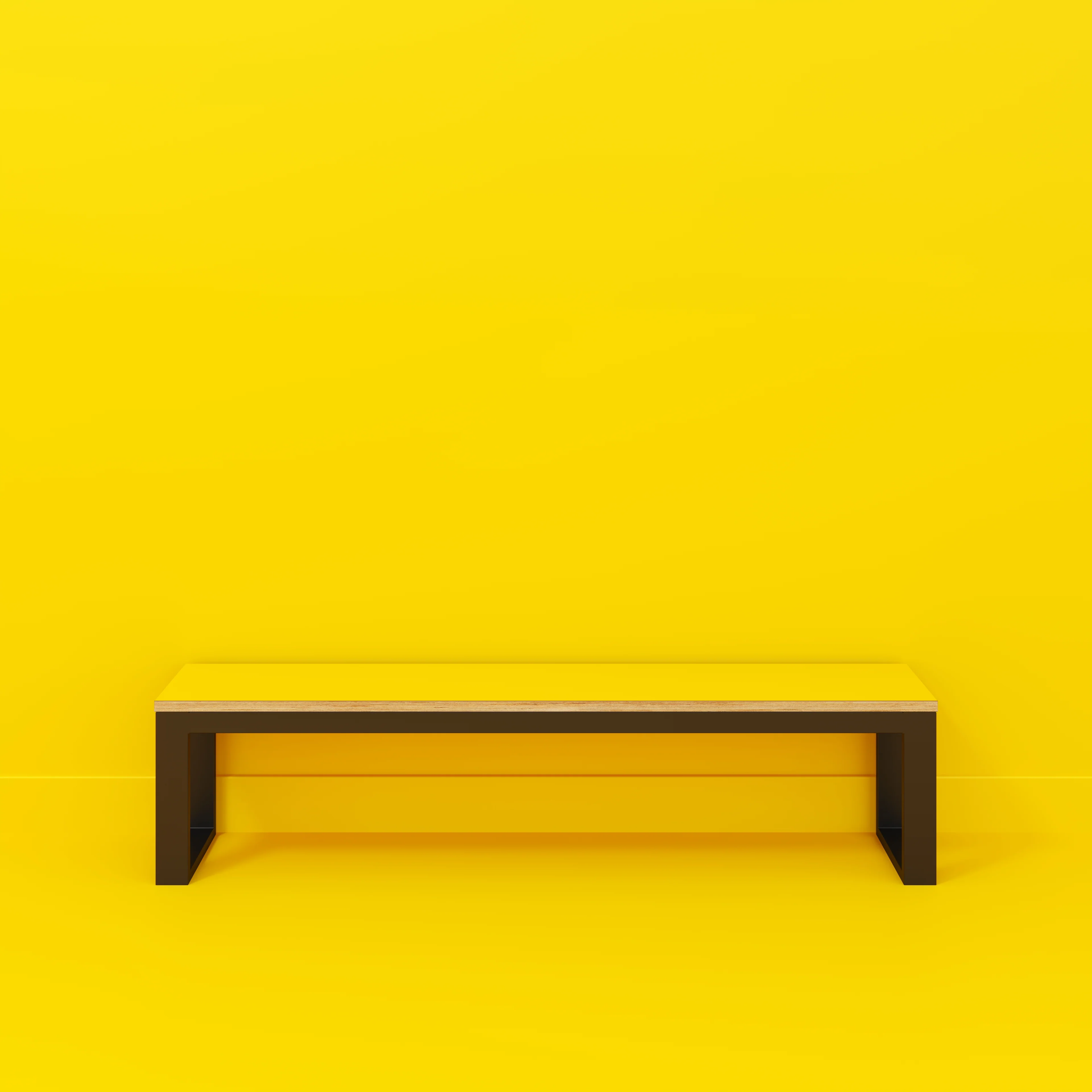Plywood Bench Seat with Black Industrial Frame - Formica Chrome Yellow - 1800(w) x 325(d) - Image 2