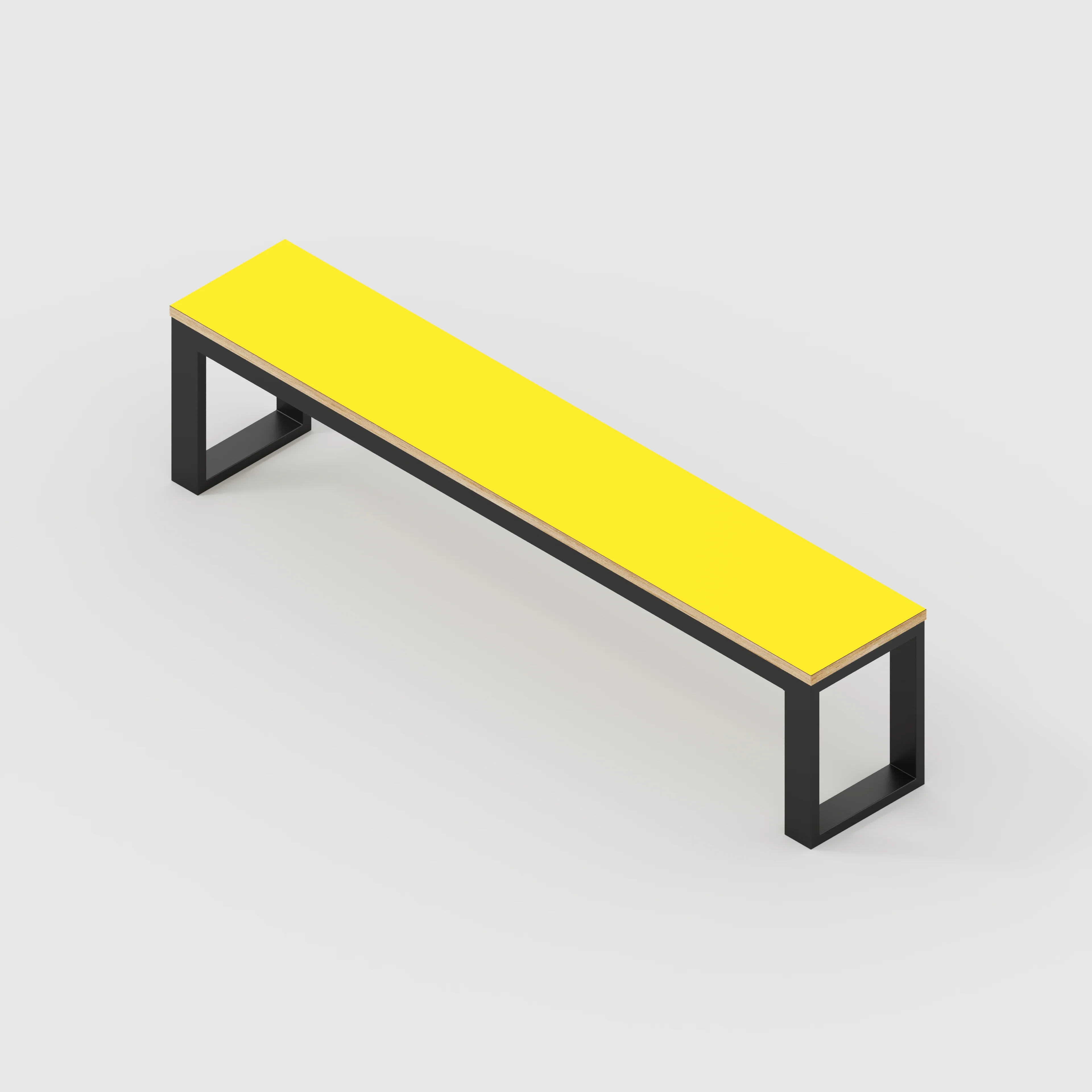 Plywood Bench Seat with Black Industrial Frame - Formica Chrome Yellow - 1800(w) x 325(d) - Image 3