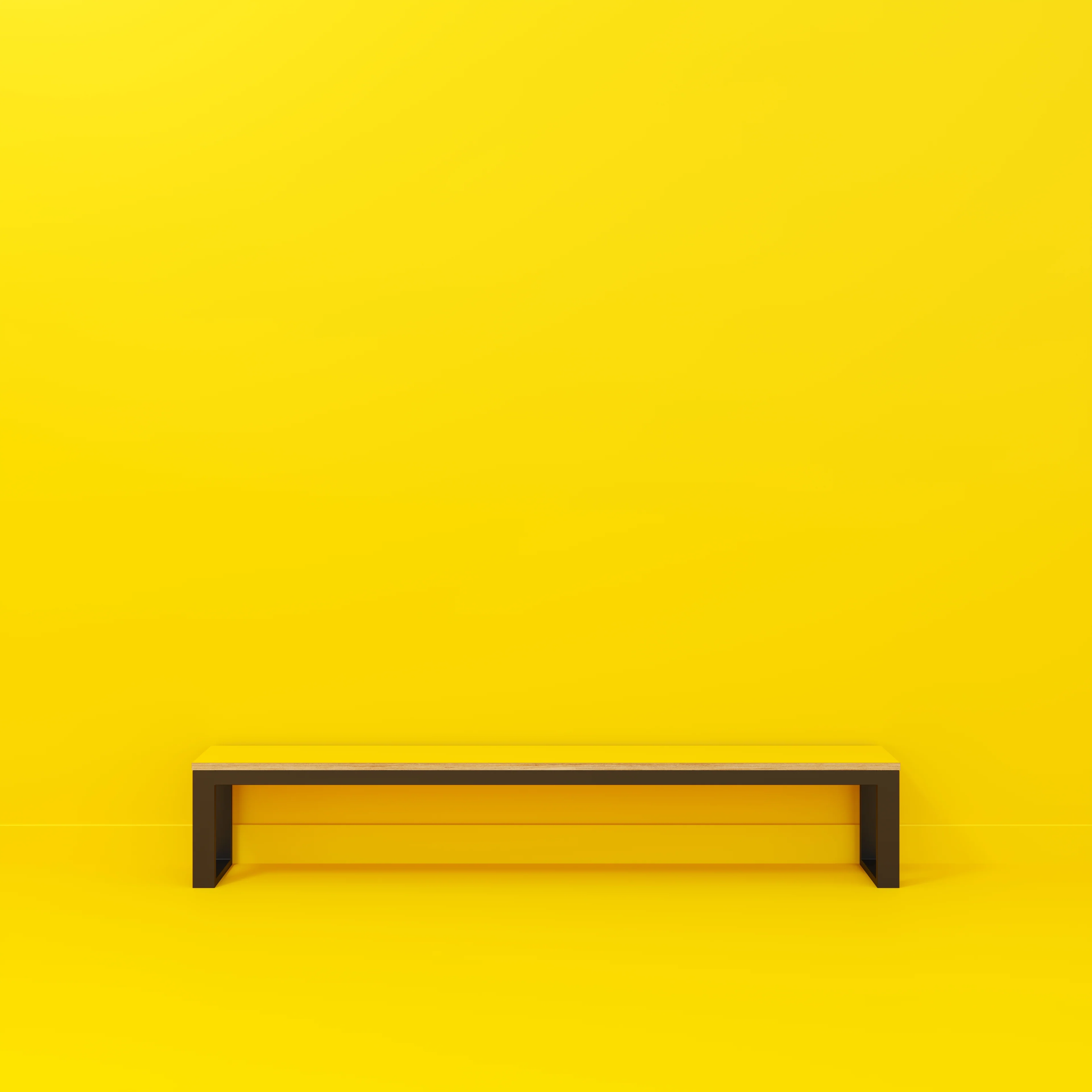 Plywood Bench Seat with Black Industrial Frame - Formica Chrome Yellow - 2400(w) x 325(d) - Image 2