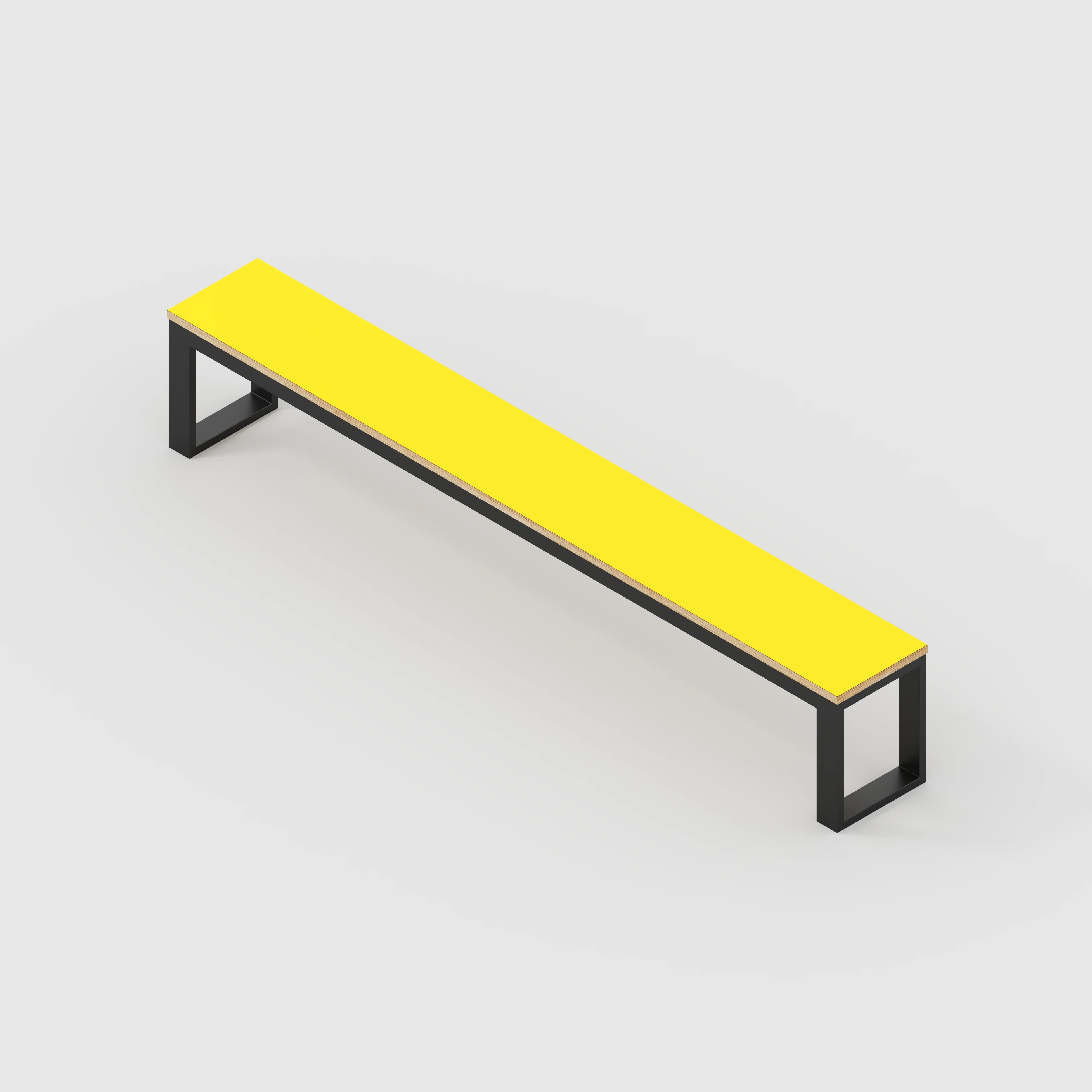 Plywood Bench Seat with Black Industrial Frame - Formica Chrome Yellow - 2400(w) x 325(d) - Image 3