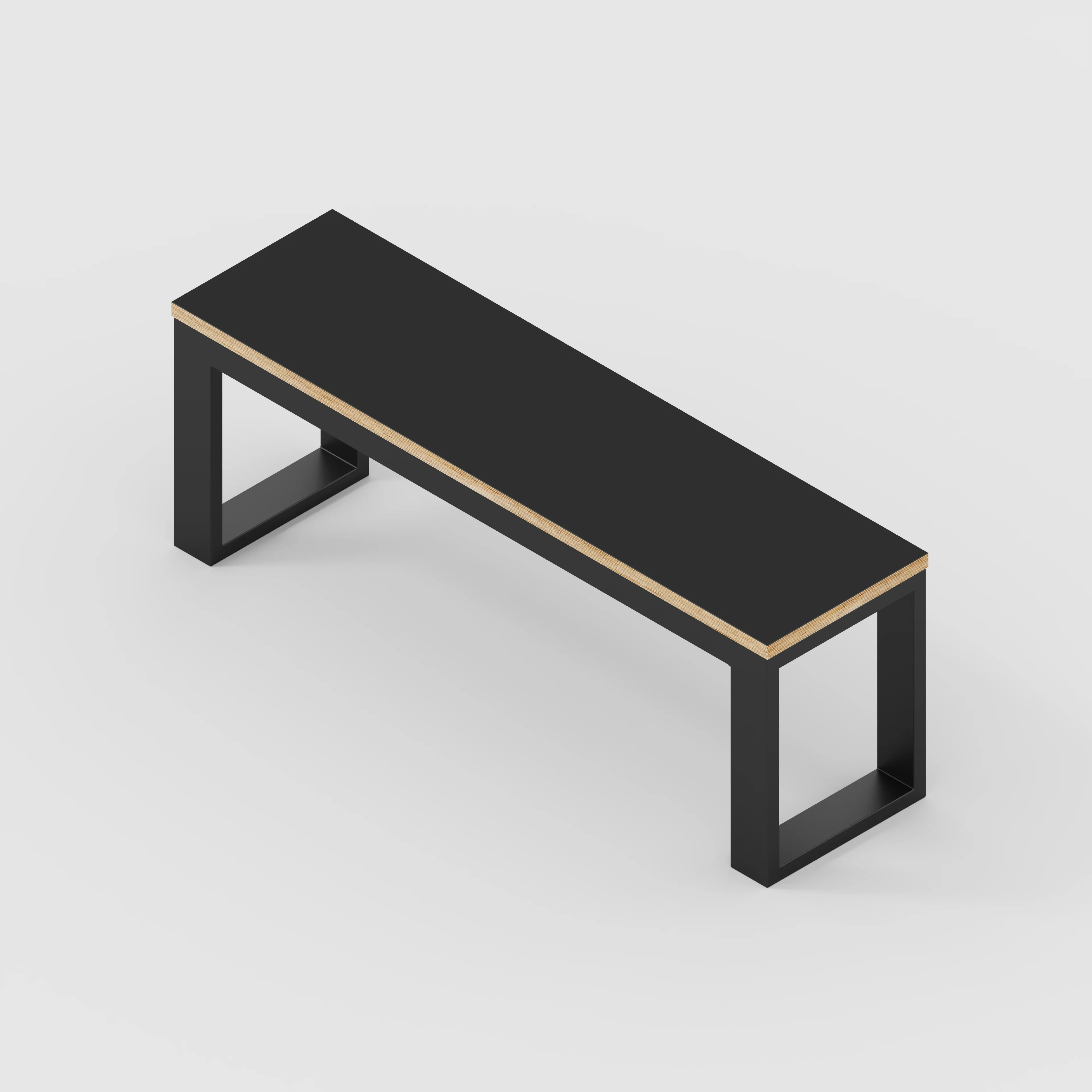 Plywood Bench Seat with Black Industrial Frame - Formica Diamond Black - 1200(w) x 325(d) - Image 3