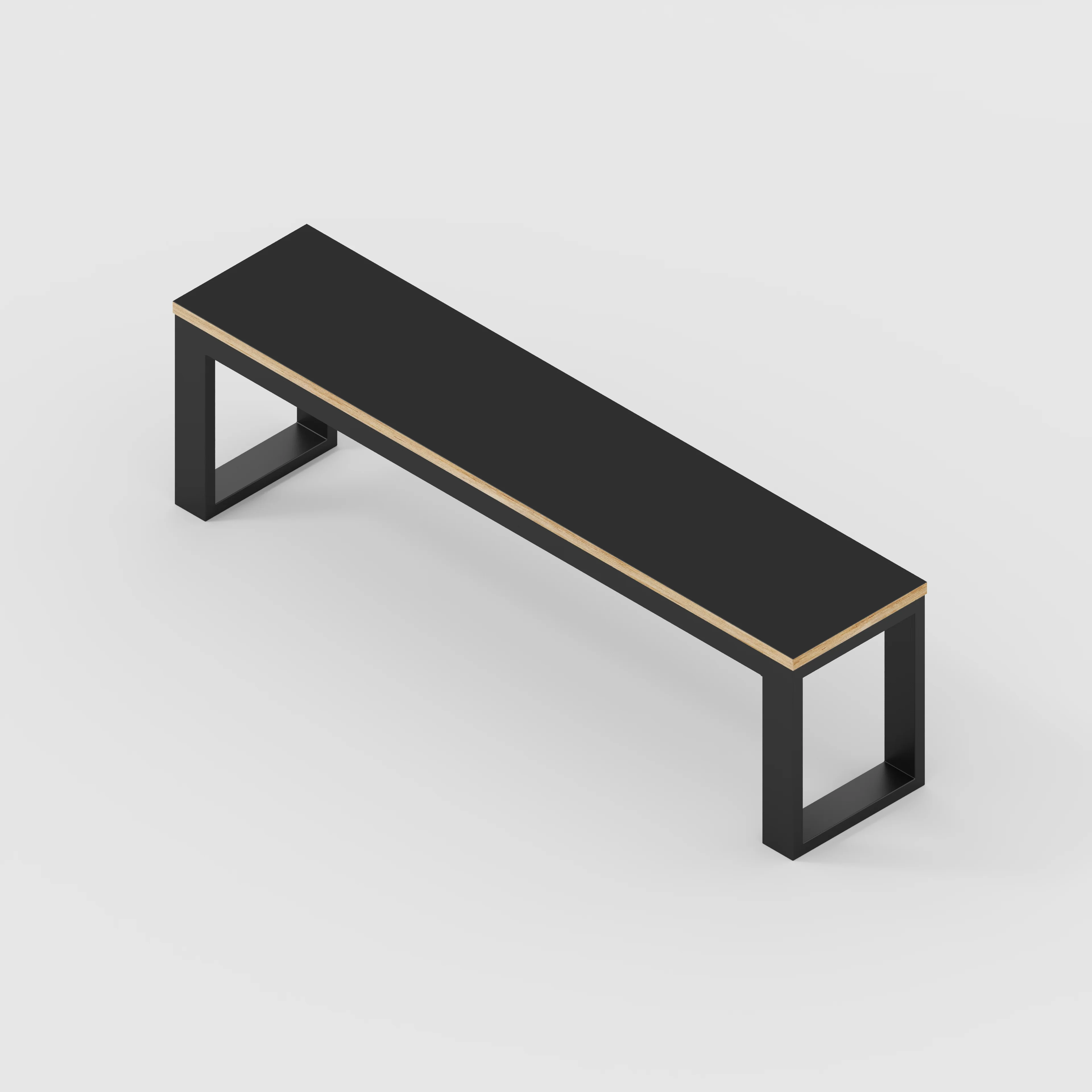 Plywood Bench Seat with Black Industrial Frame - Formica Diamond Black - 1500(w) x 325(d) - Image 3